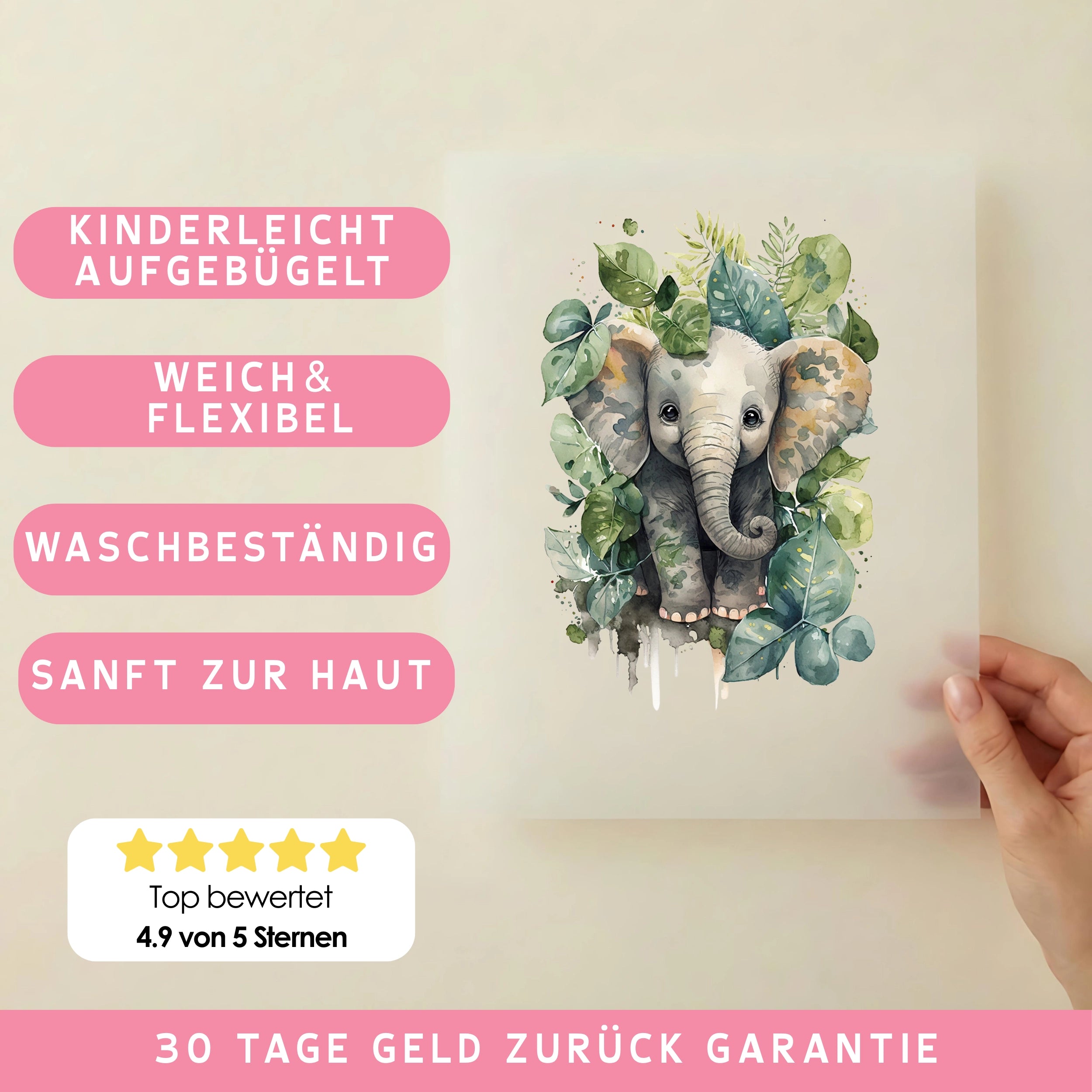 Bügelbild Elefant Grün