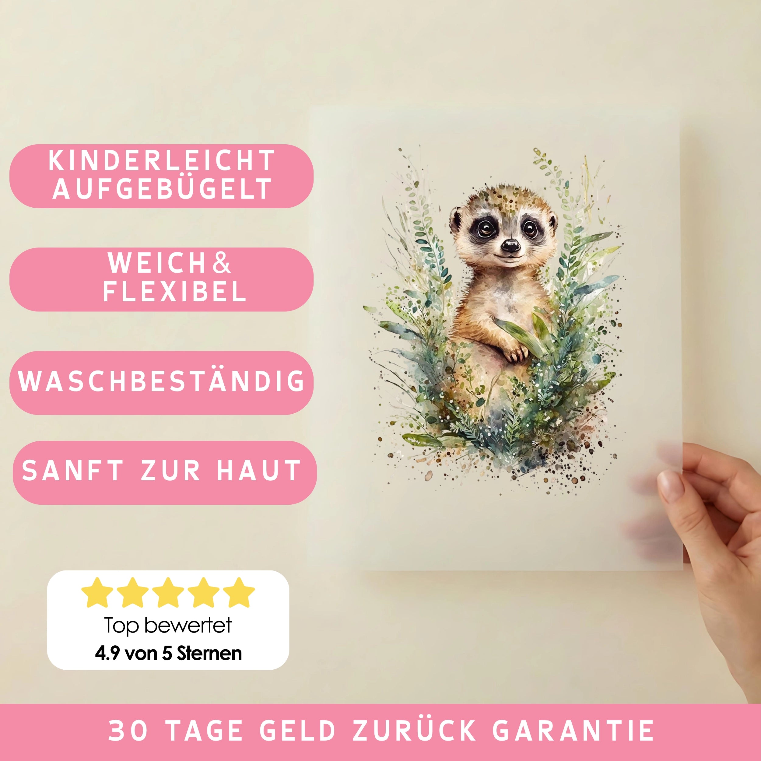 Bügelbild Erdmännchen Grün