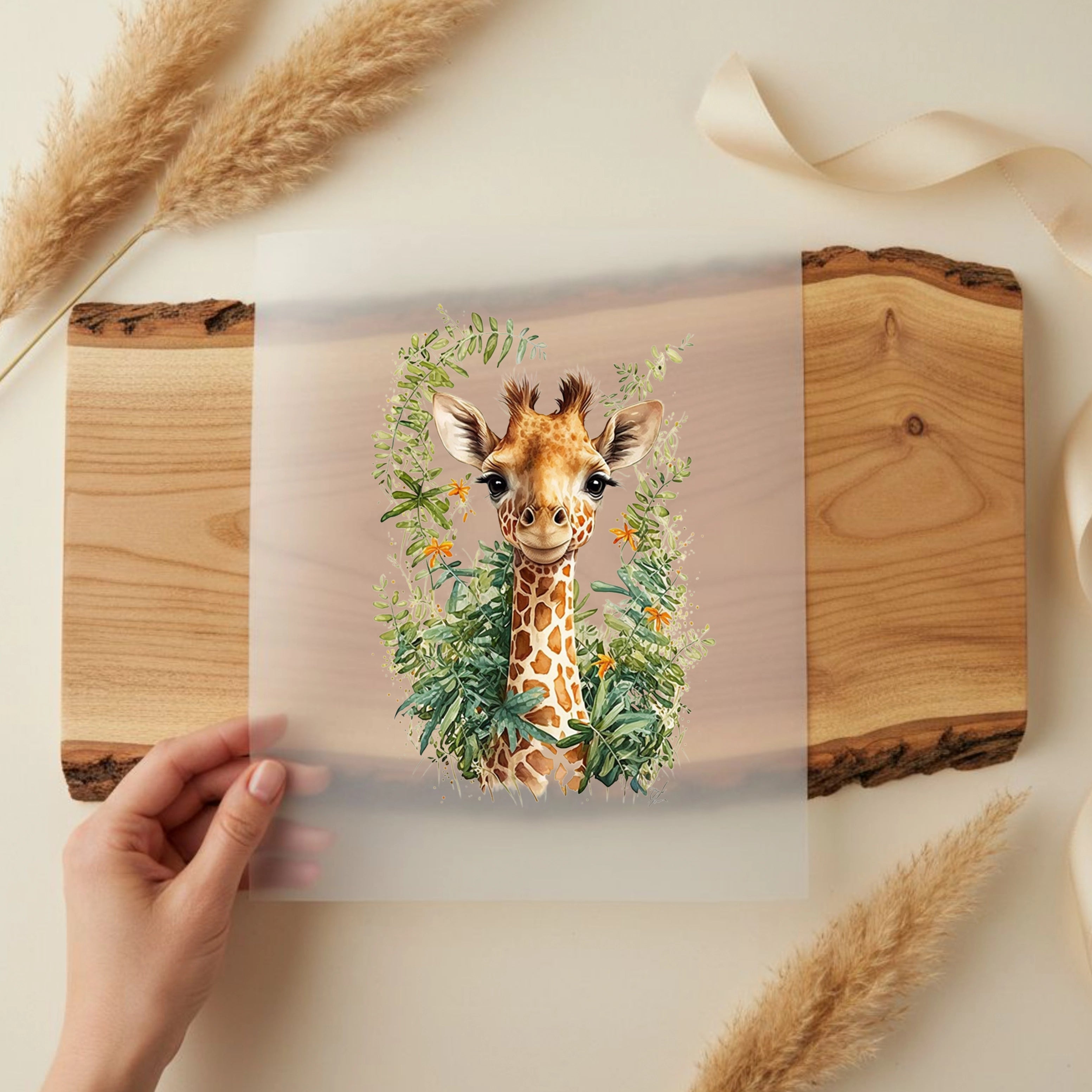 Bügelbild Giraffe Grün