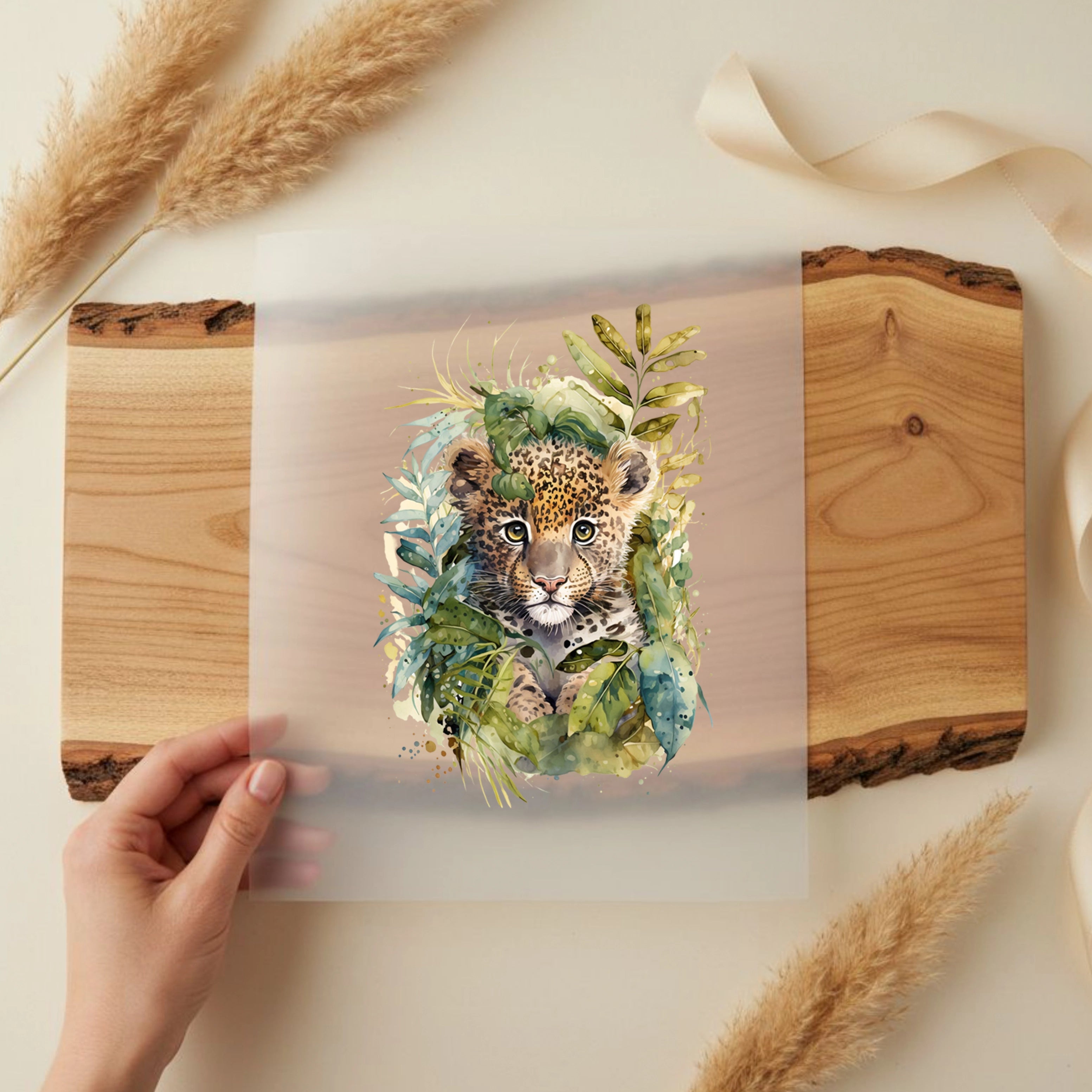 Bügelbild Leopard Grün