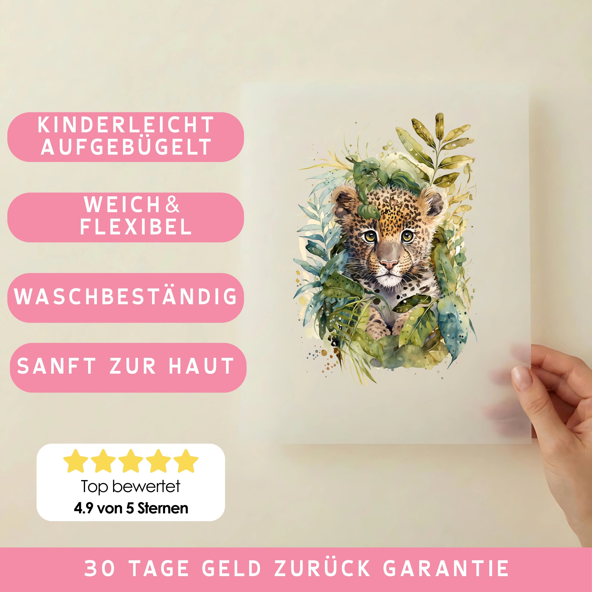 Bügelbild Leopard Grün