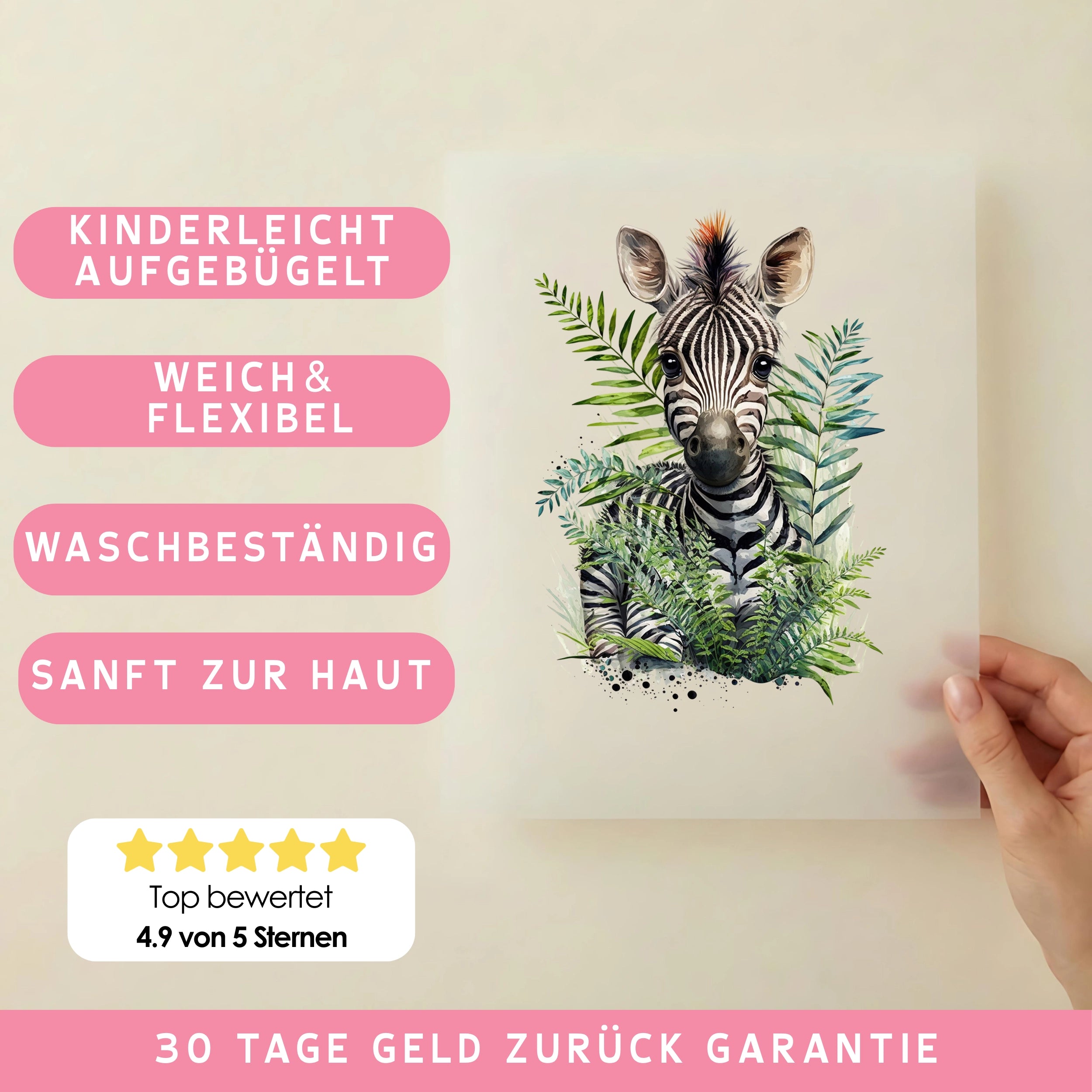 Bügelbild Zebra Grün