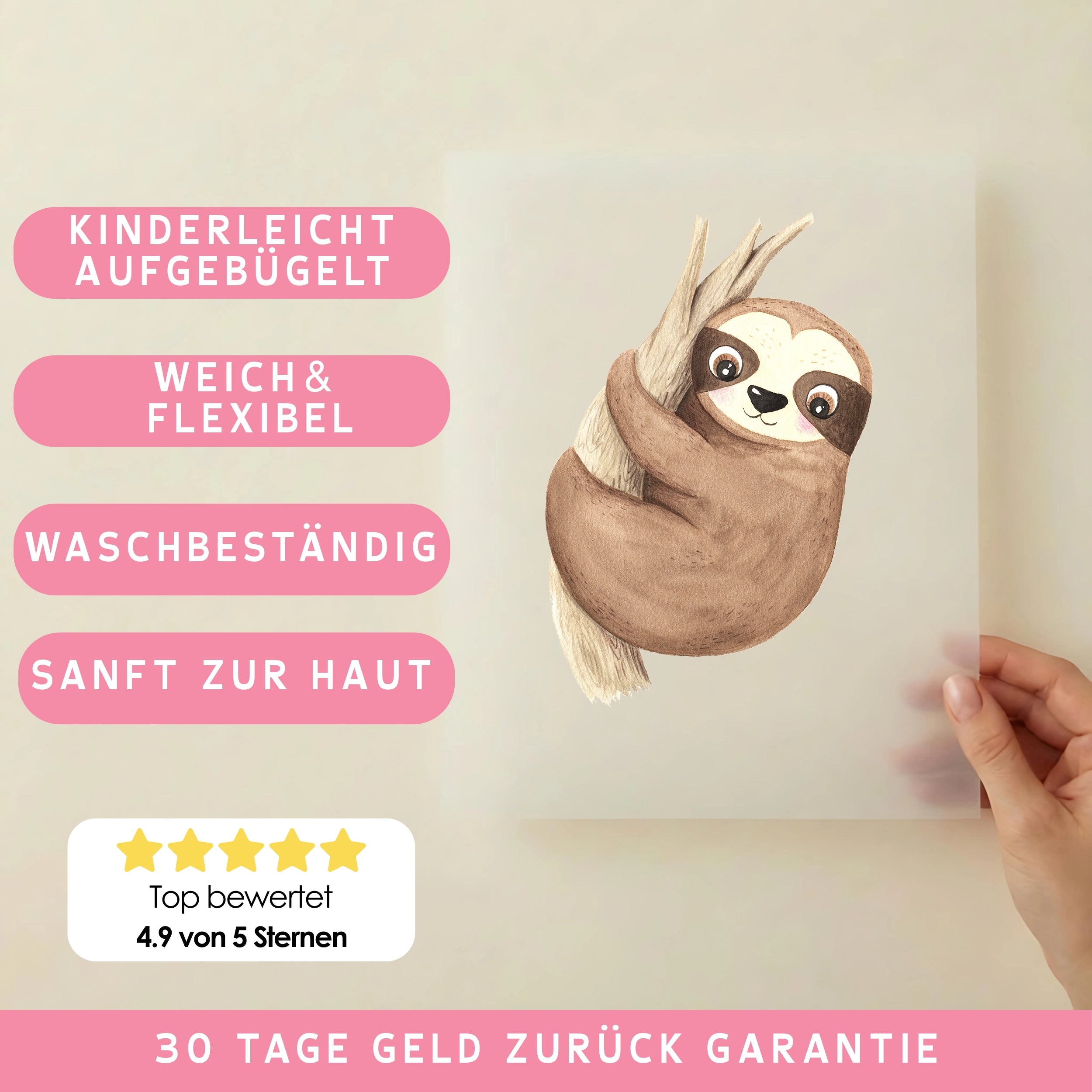 Bügelbild Faultier Fritz