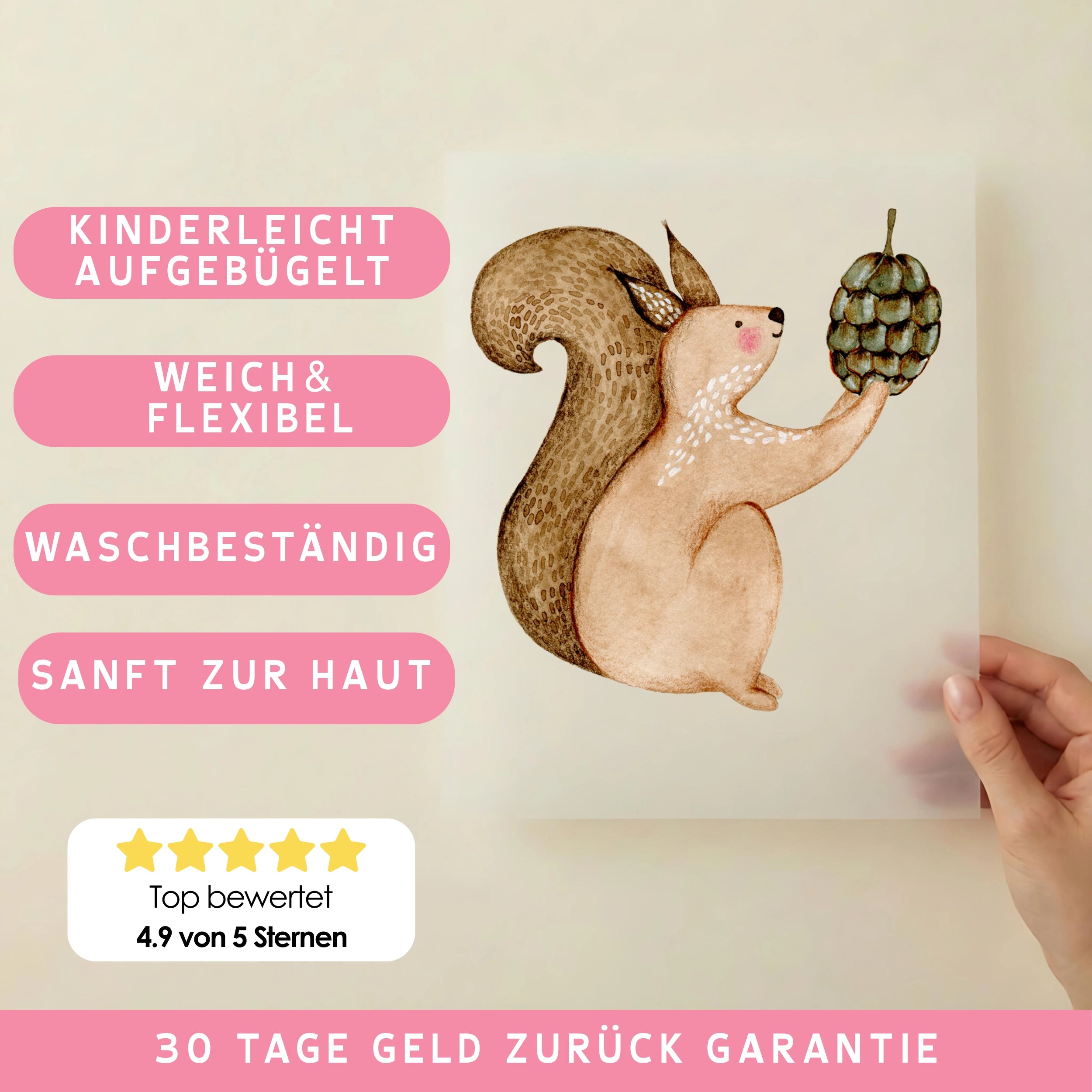 Bügelbild Eichhörnchen Zapfensammler