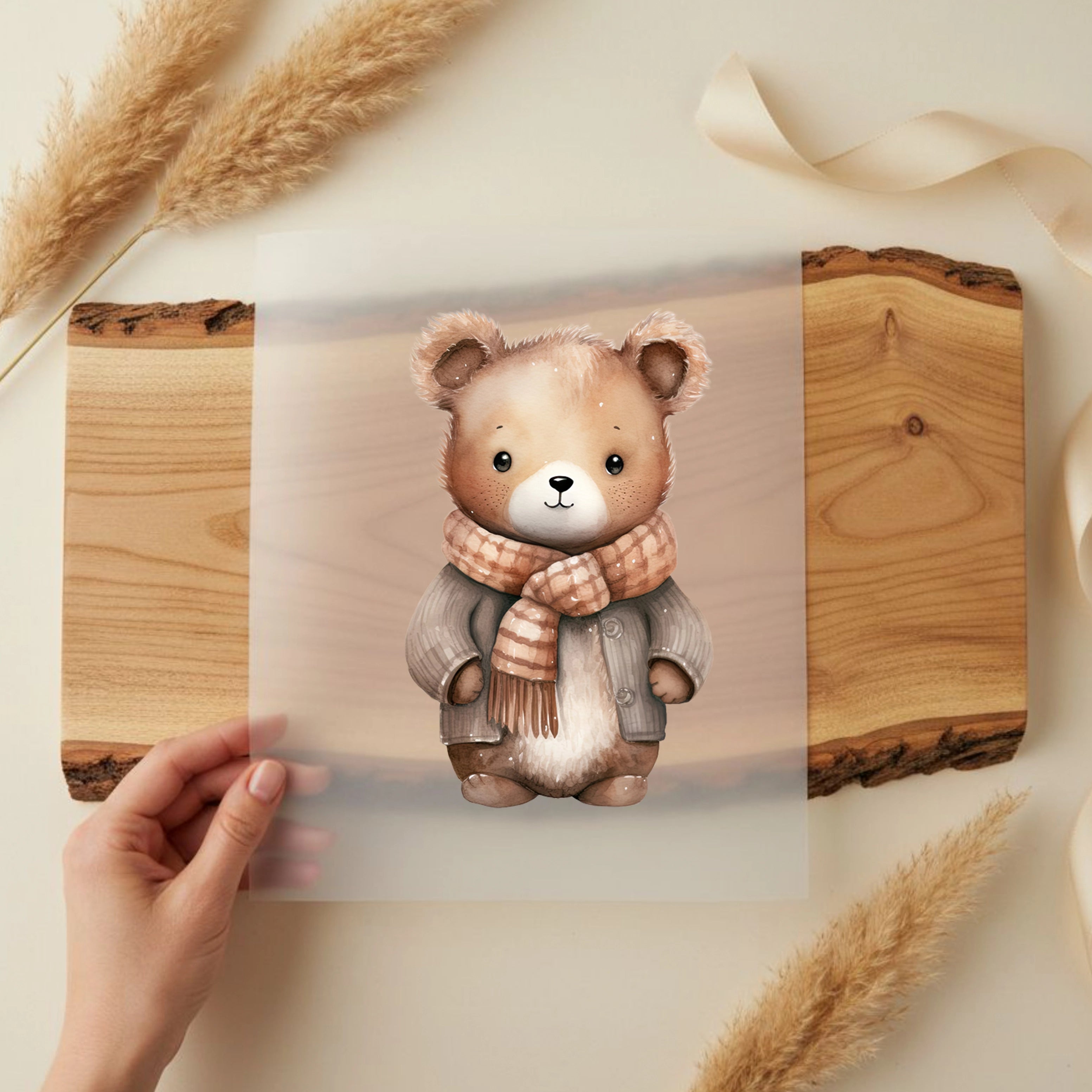 Bügelbild Winter Bär Bruno Beige