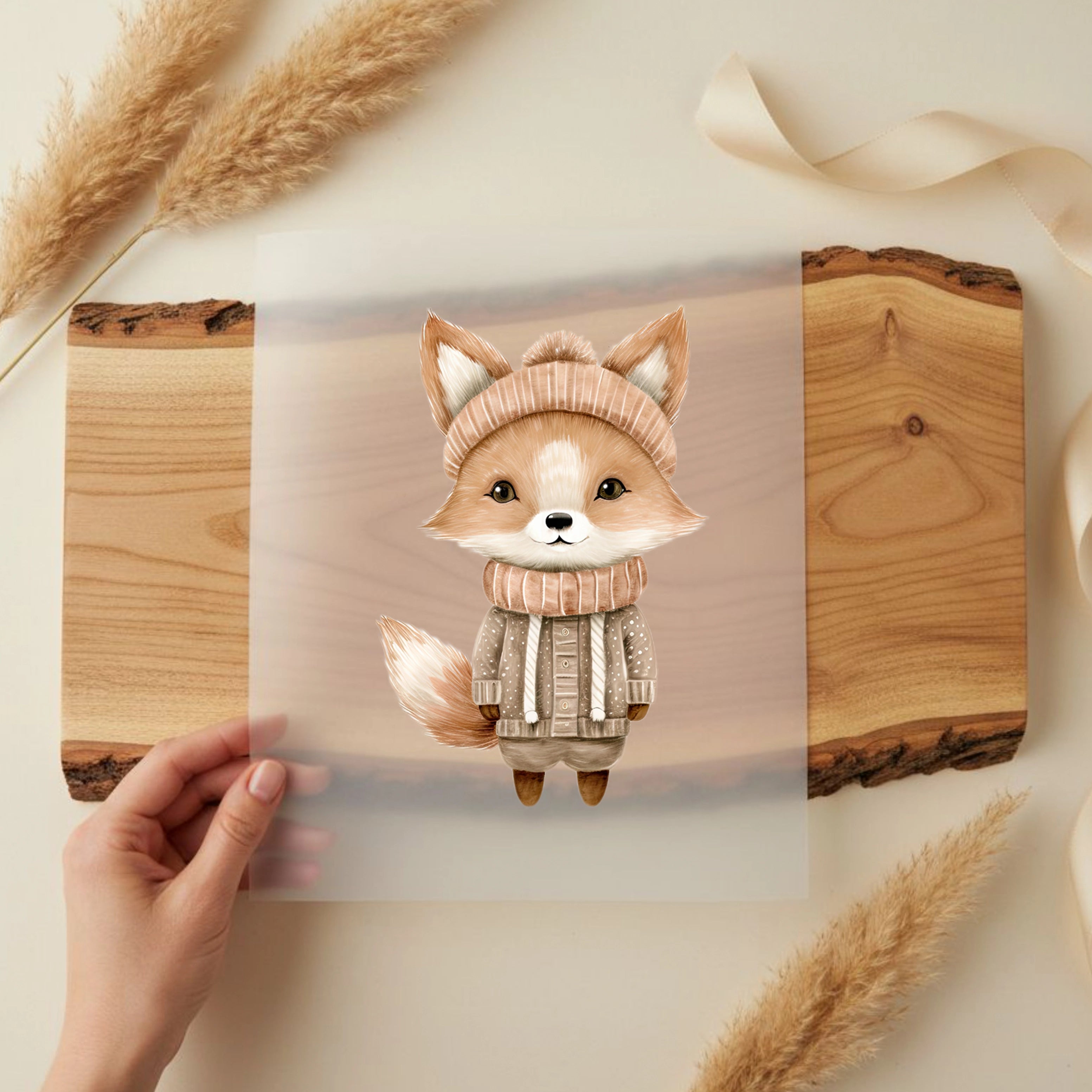 Bügelbild Winter Fuchs Milo Beige