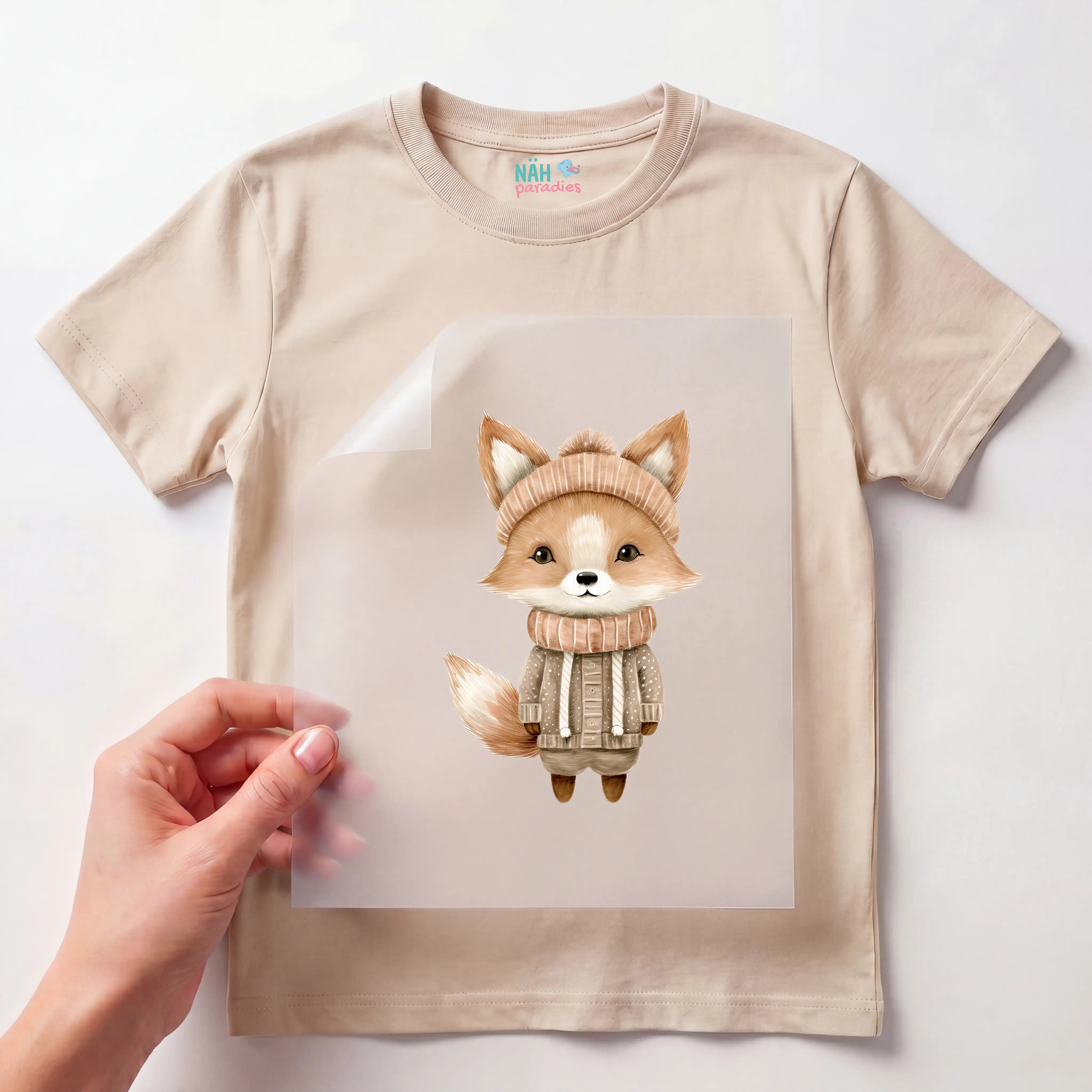 Bügelbild Winter Fuchs Milo Beige
