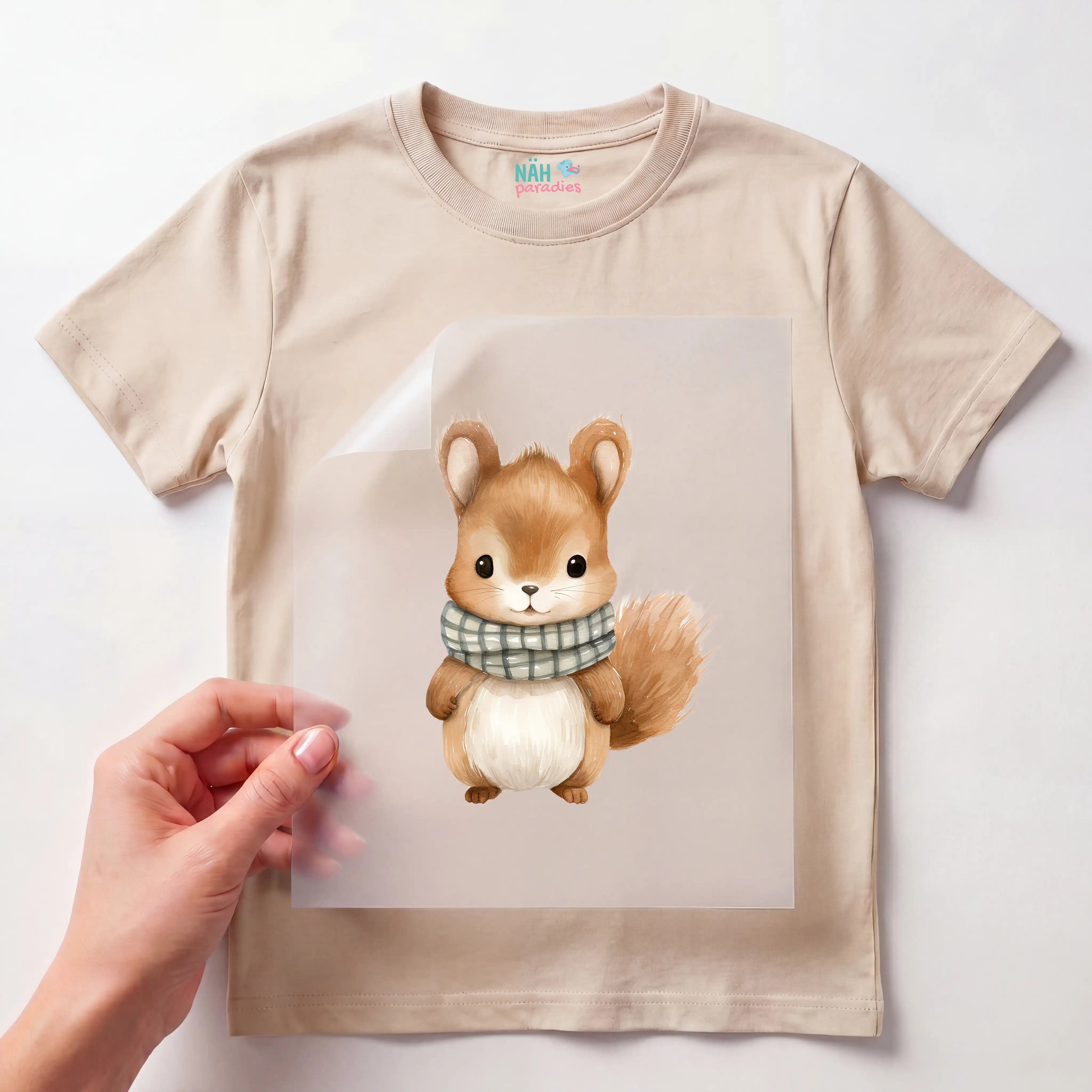 Bügelbild Eichhörnchen Emil Beige