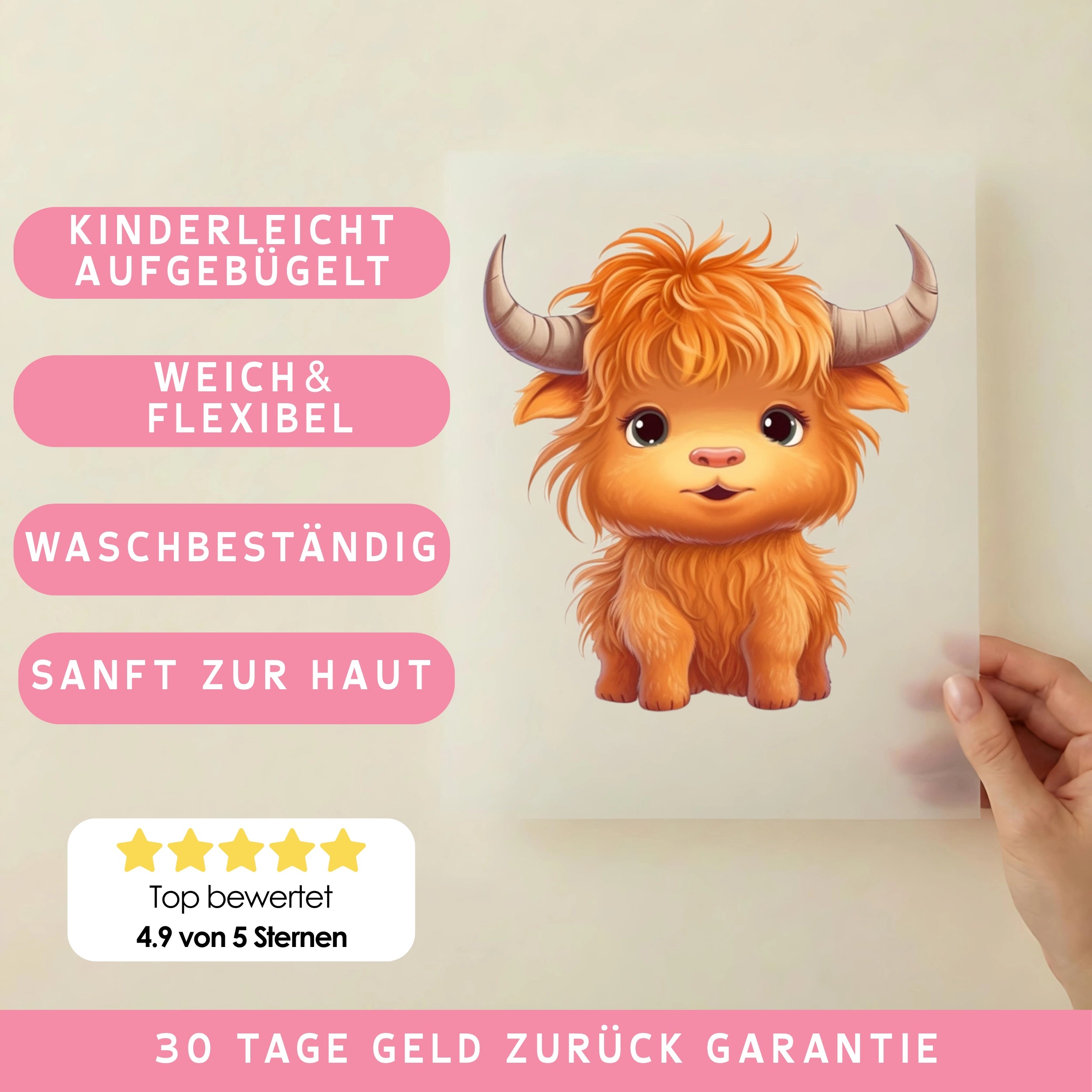 Bügelbild Baby Kuh Linda