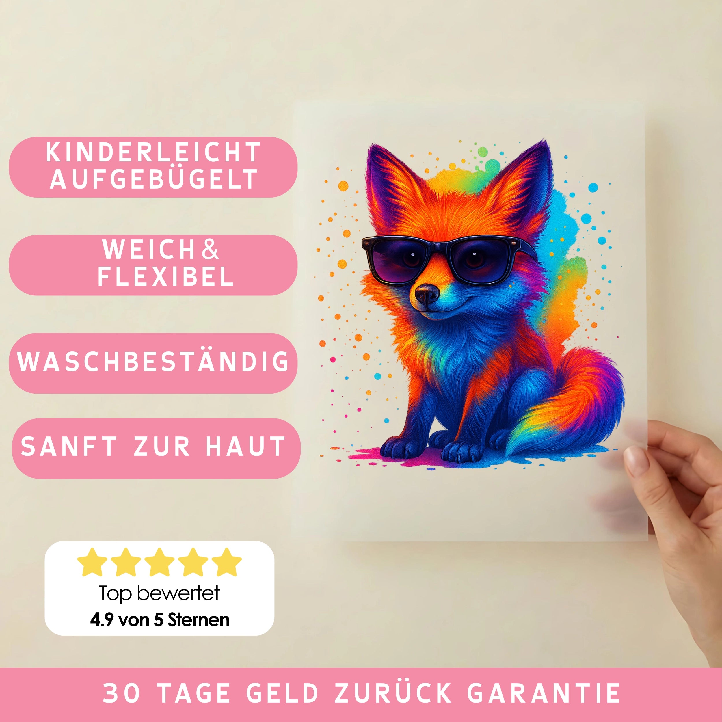 Bügelbild Bunter Fuchs im Sommerfieber