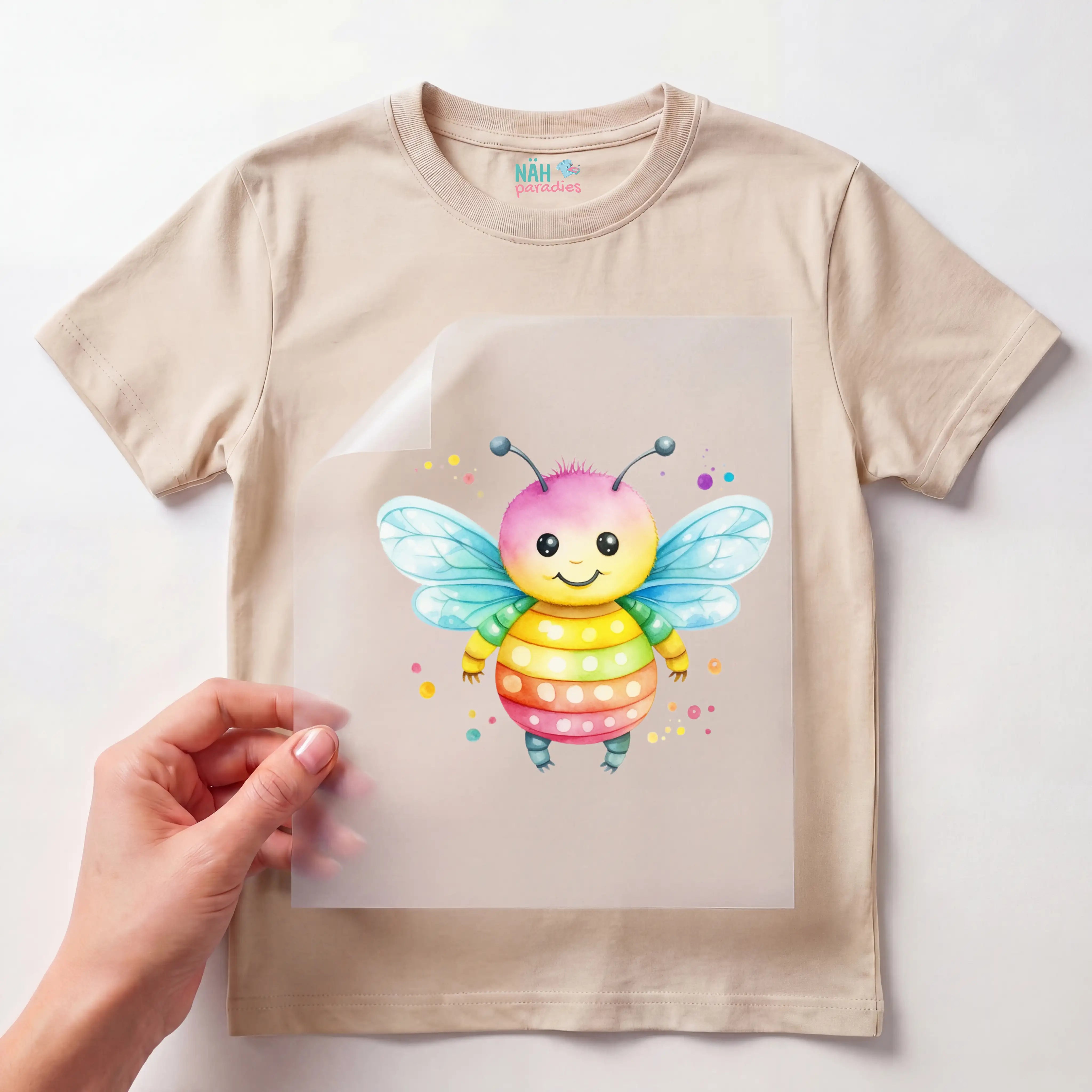 Bügelbild Regenbogen Hummel