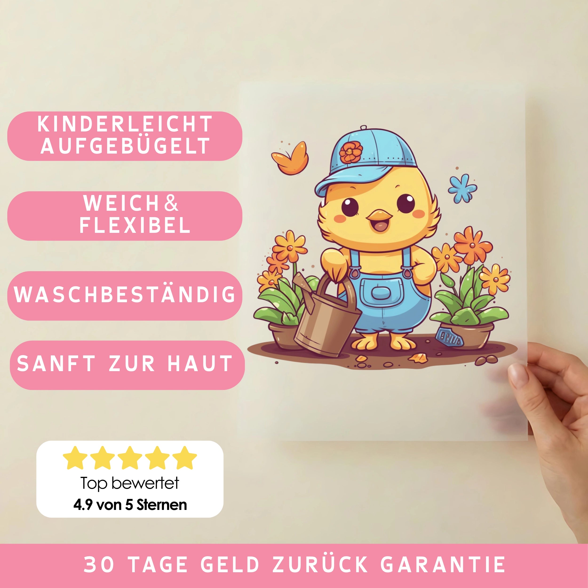 Bügelbild Küken Pflanzenfreundchen