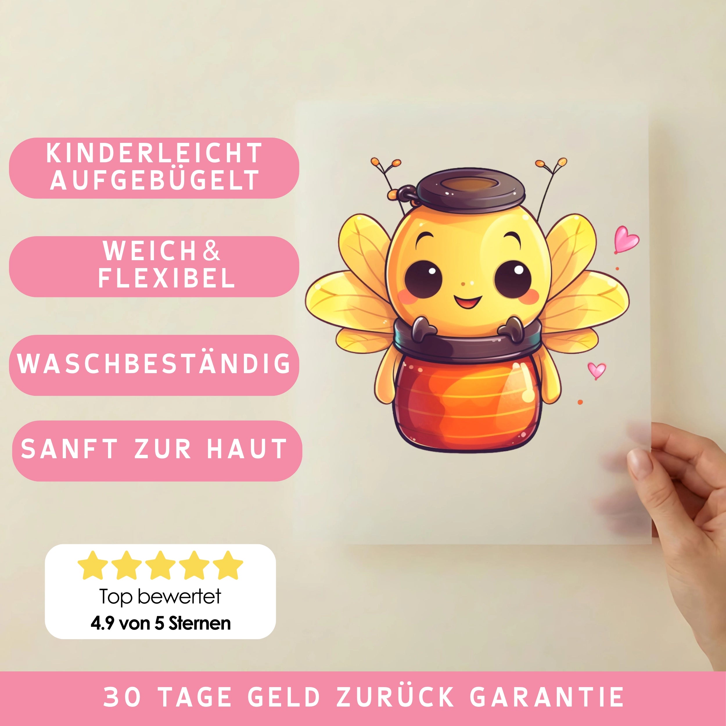 Bügelbild Biene Honigfreundin