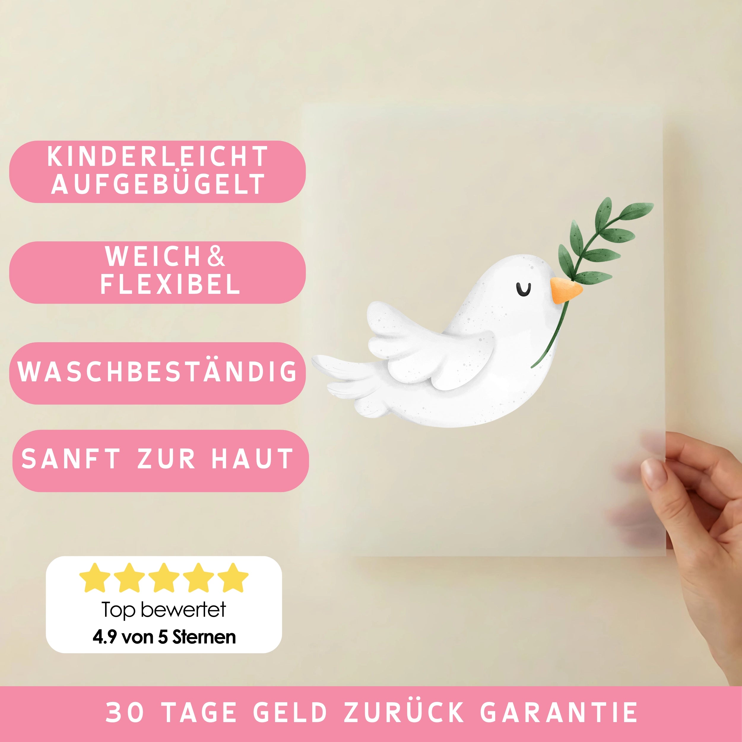 Bügelbild Weiße Taube Friedensflieger