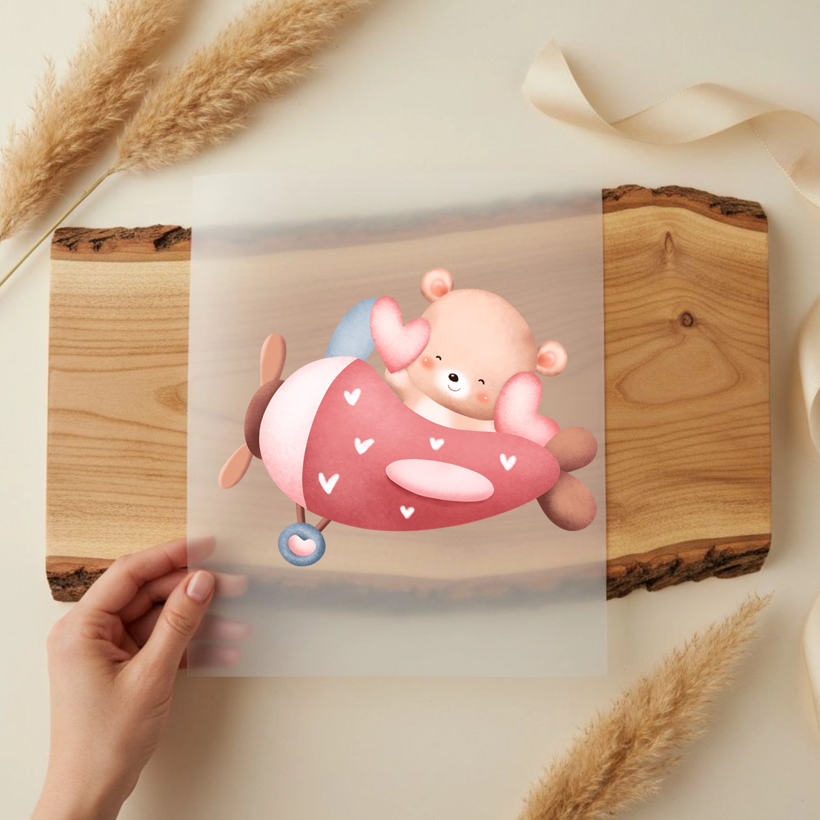 Bügelbild Bär Liebes Flugzeug