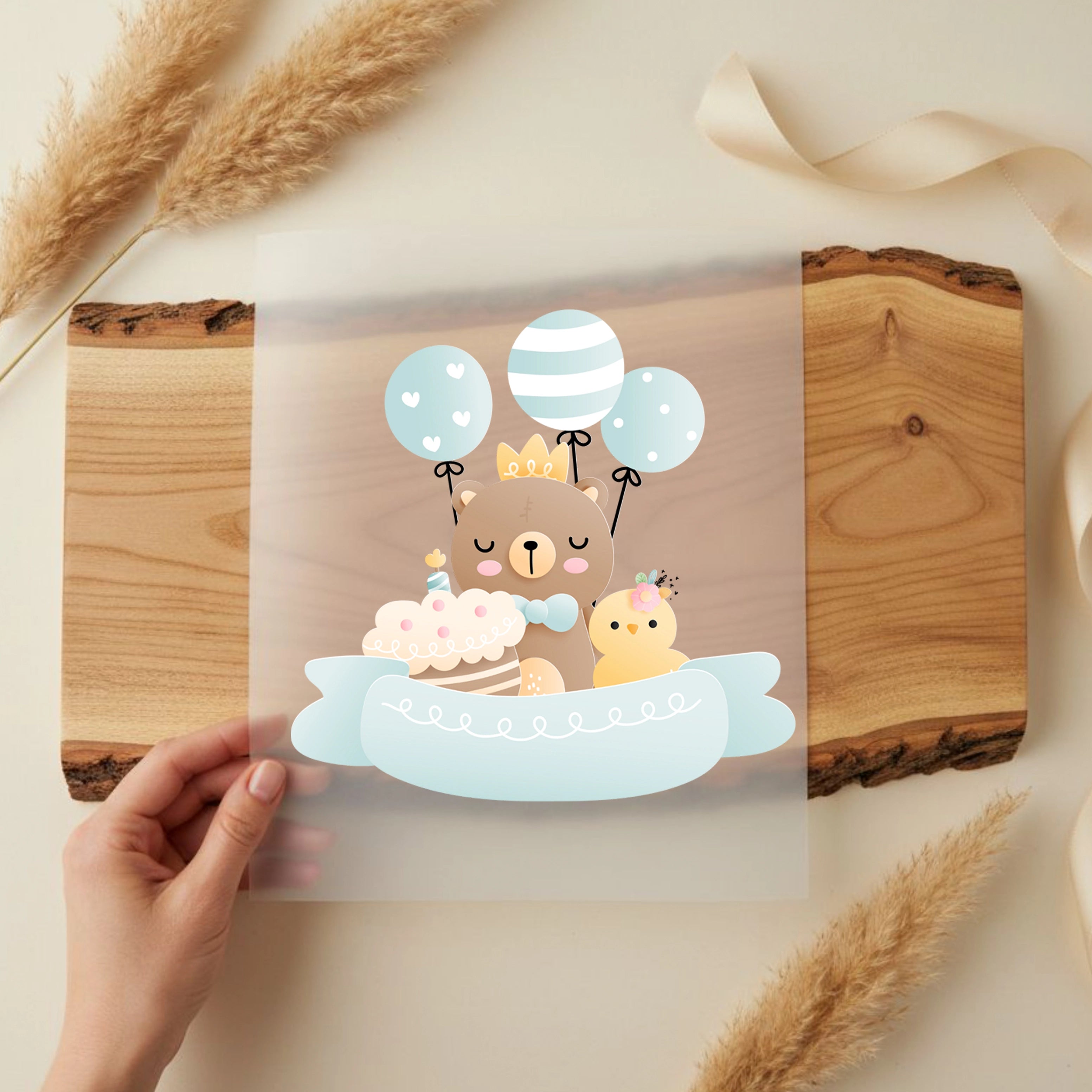 Bügelbild Bären Geburtstag Blau