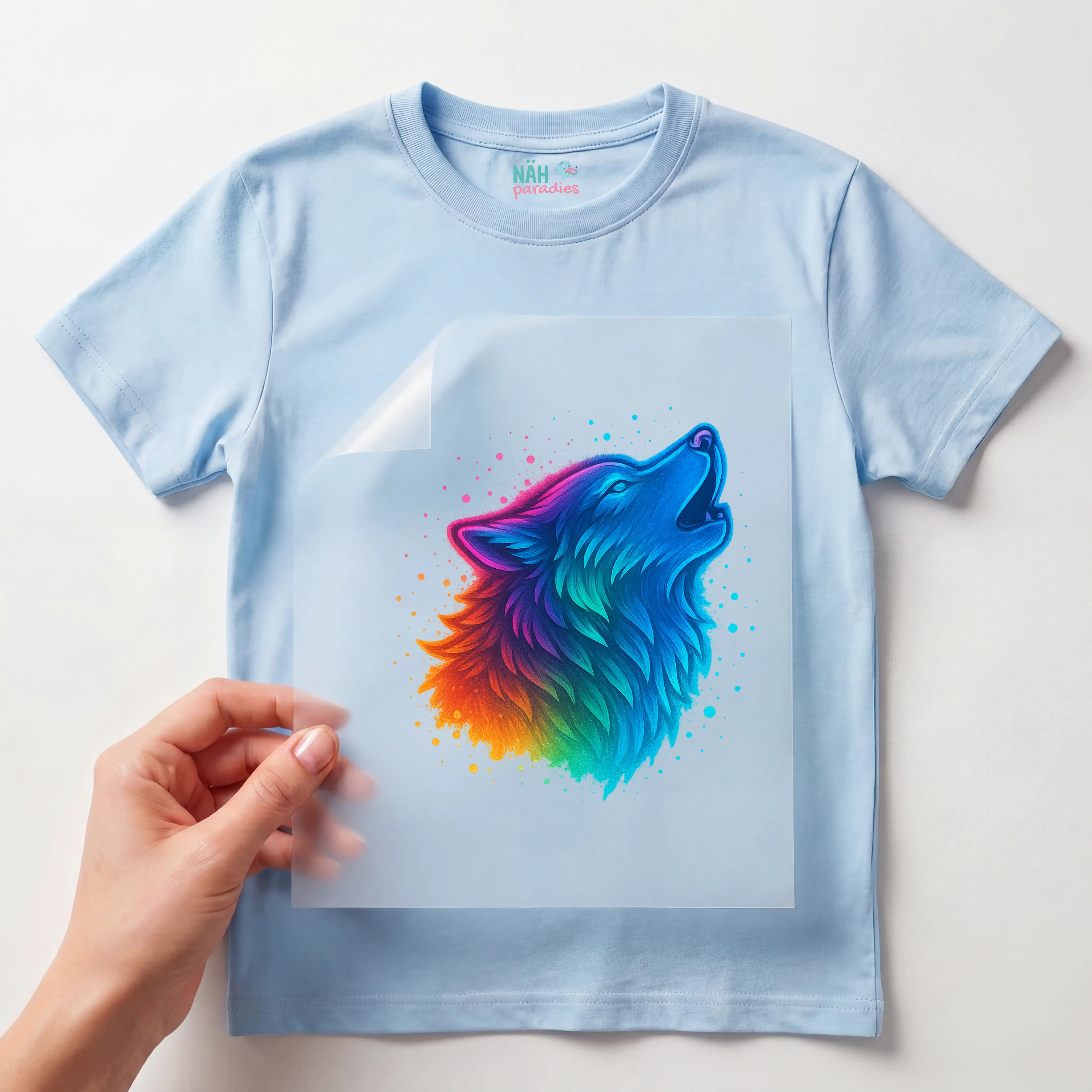 Bügelbild Farbenruf Wolf