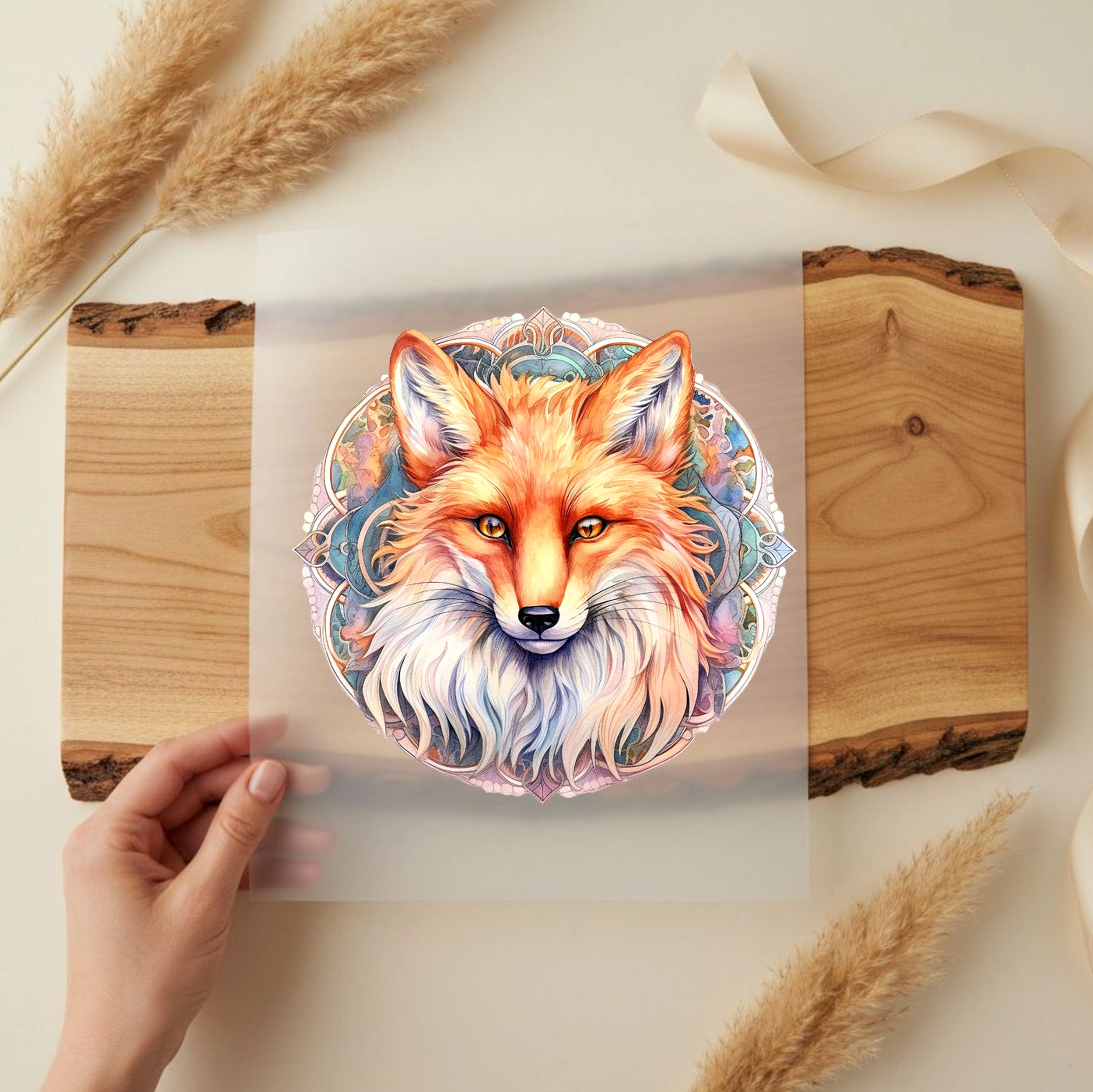 Bügelbild Rosa Mandala Fuchs