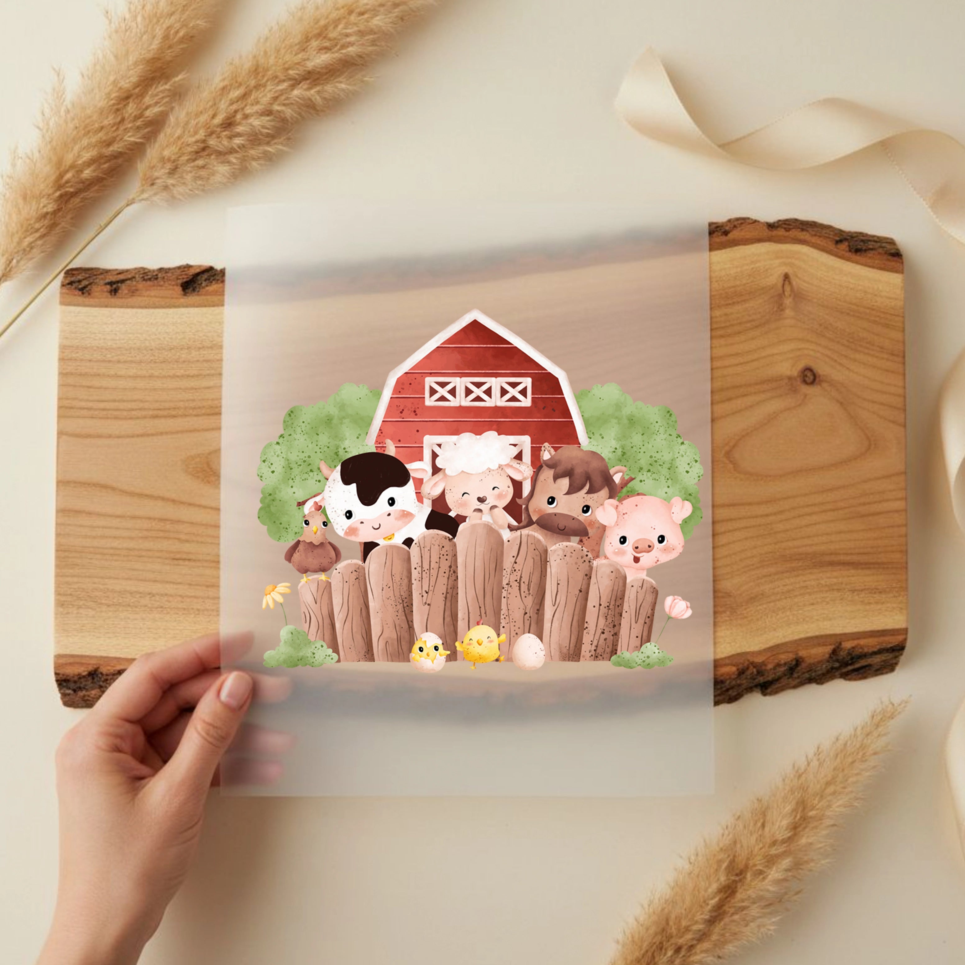 Bügelbild süße Bauernhof Freunde