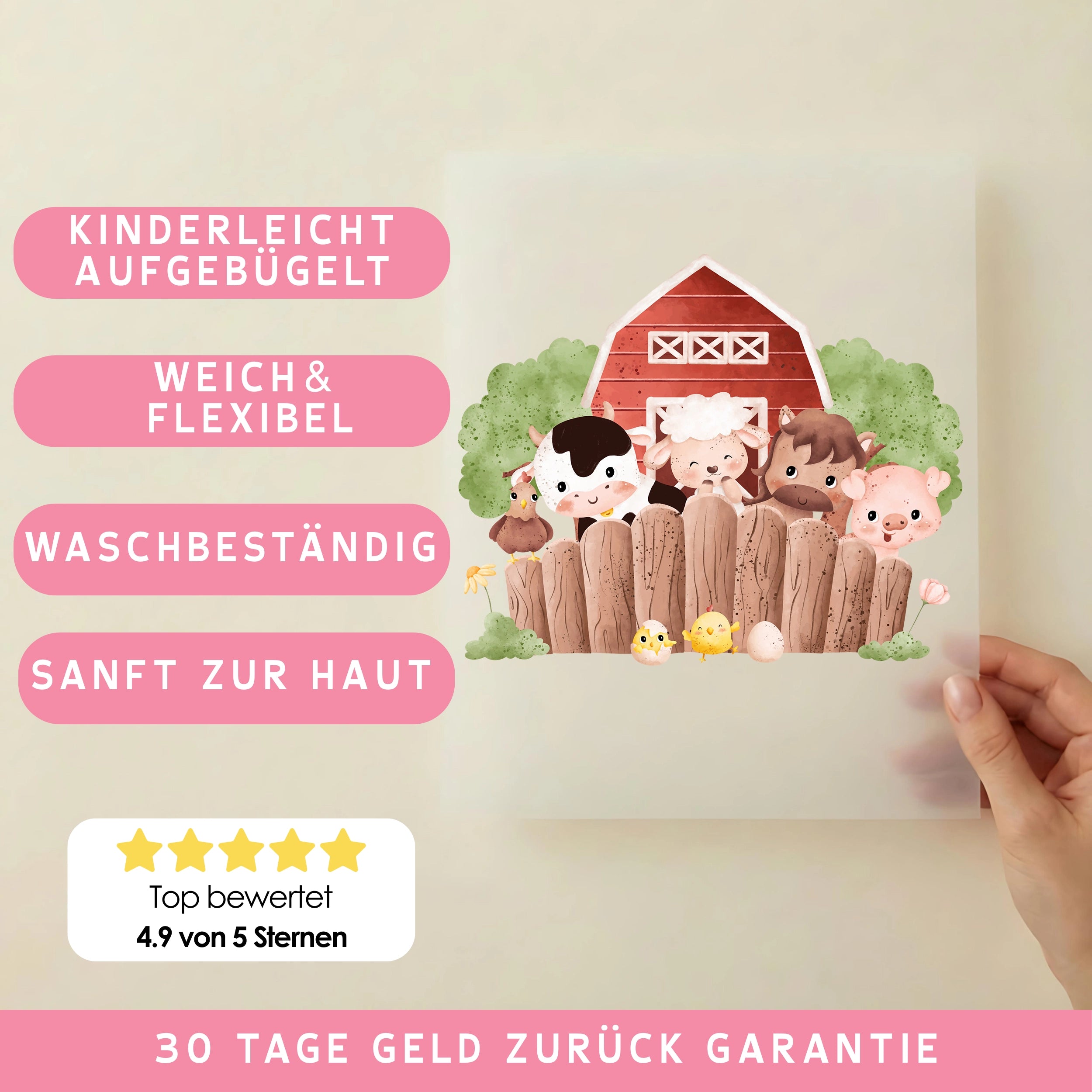 Bügelbild süße Bauernhof Freunde