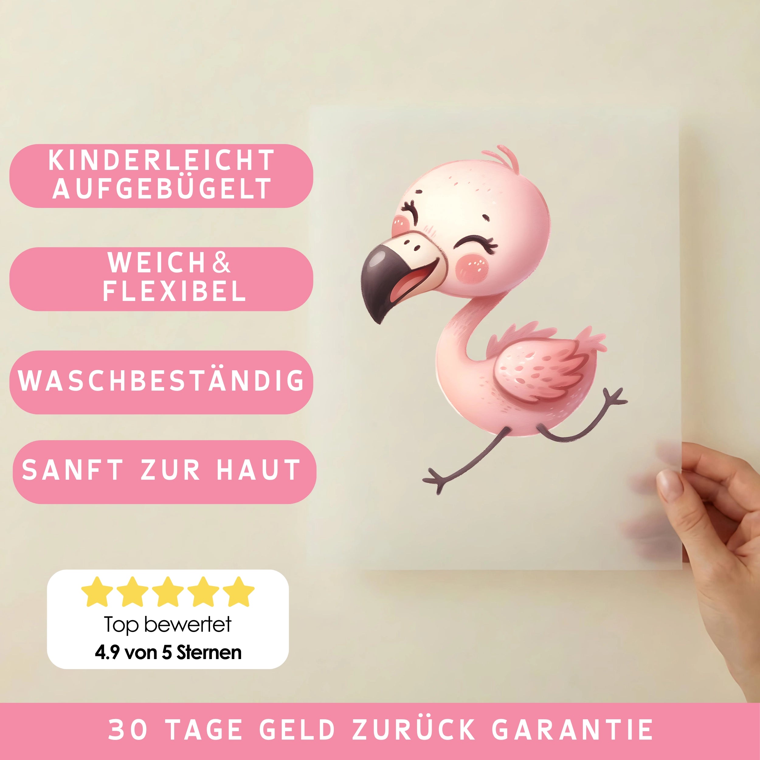 Bügelbild Happy Flamingo