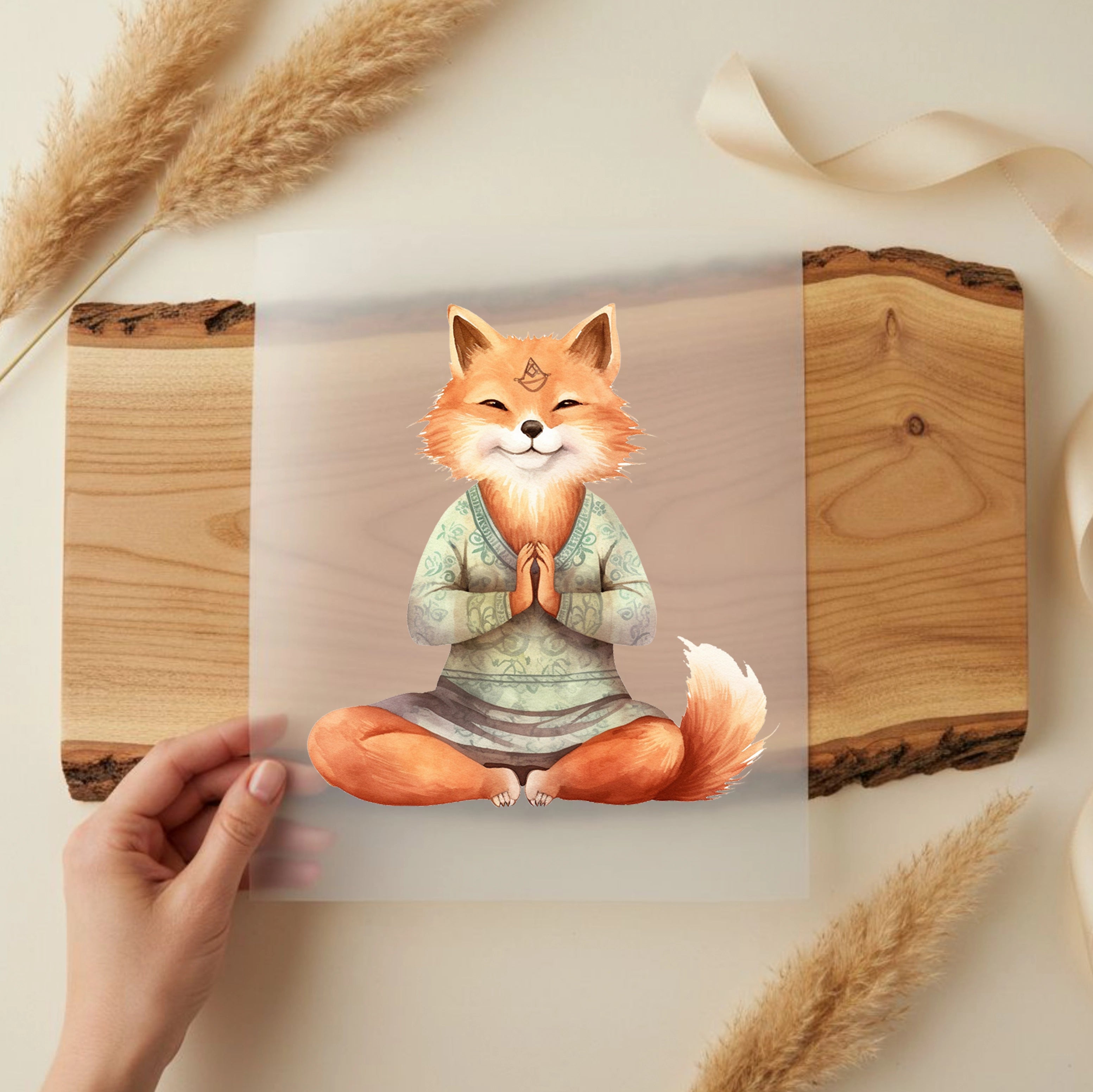 Bügelbild Yoga Fuchs Spirit
