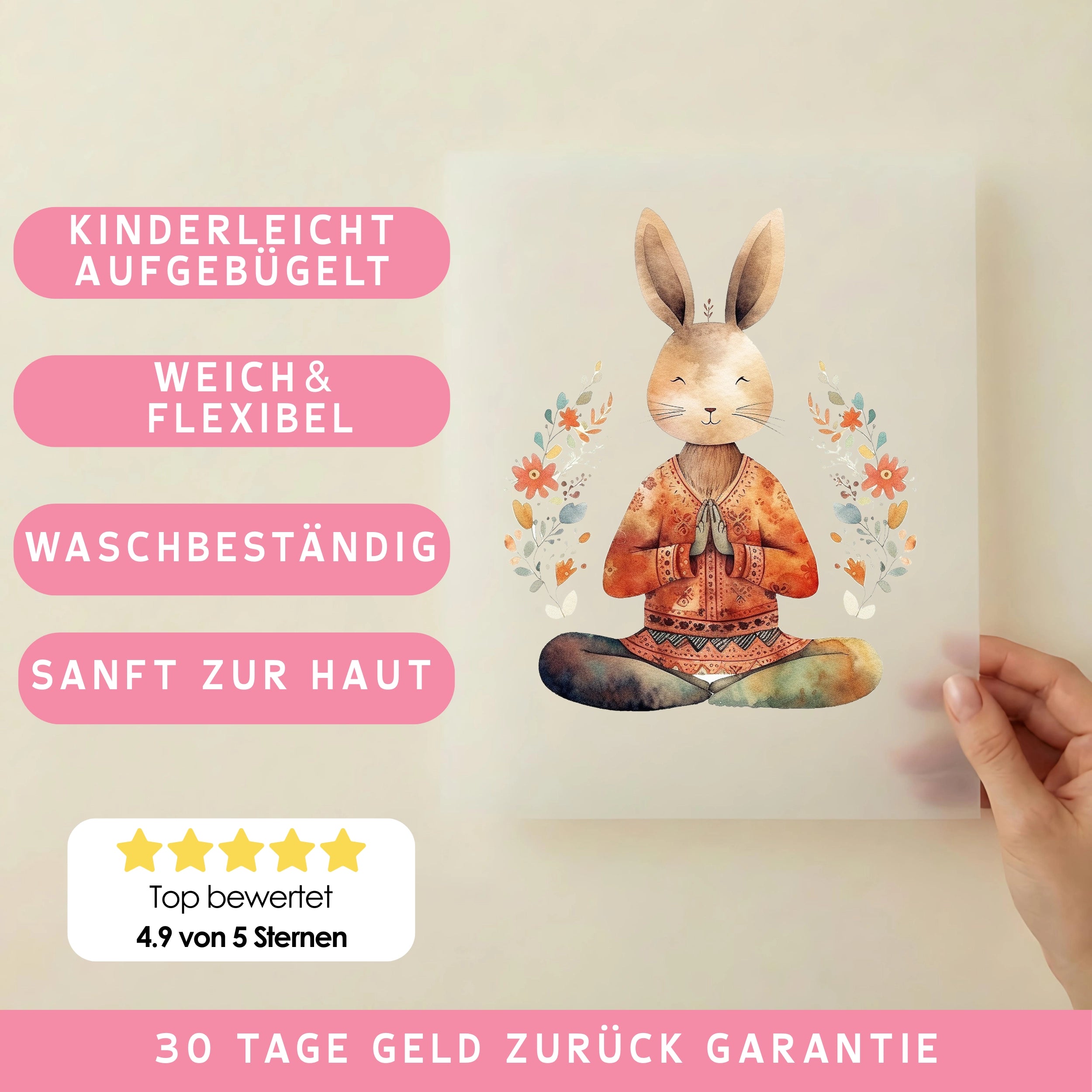 Bügelbild Yoga Hase Harmony