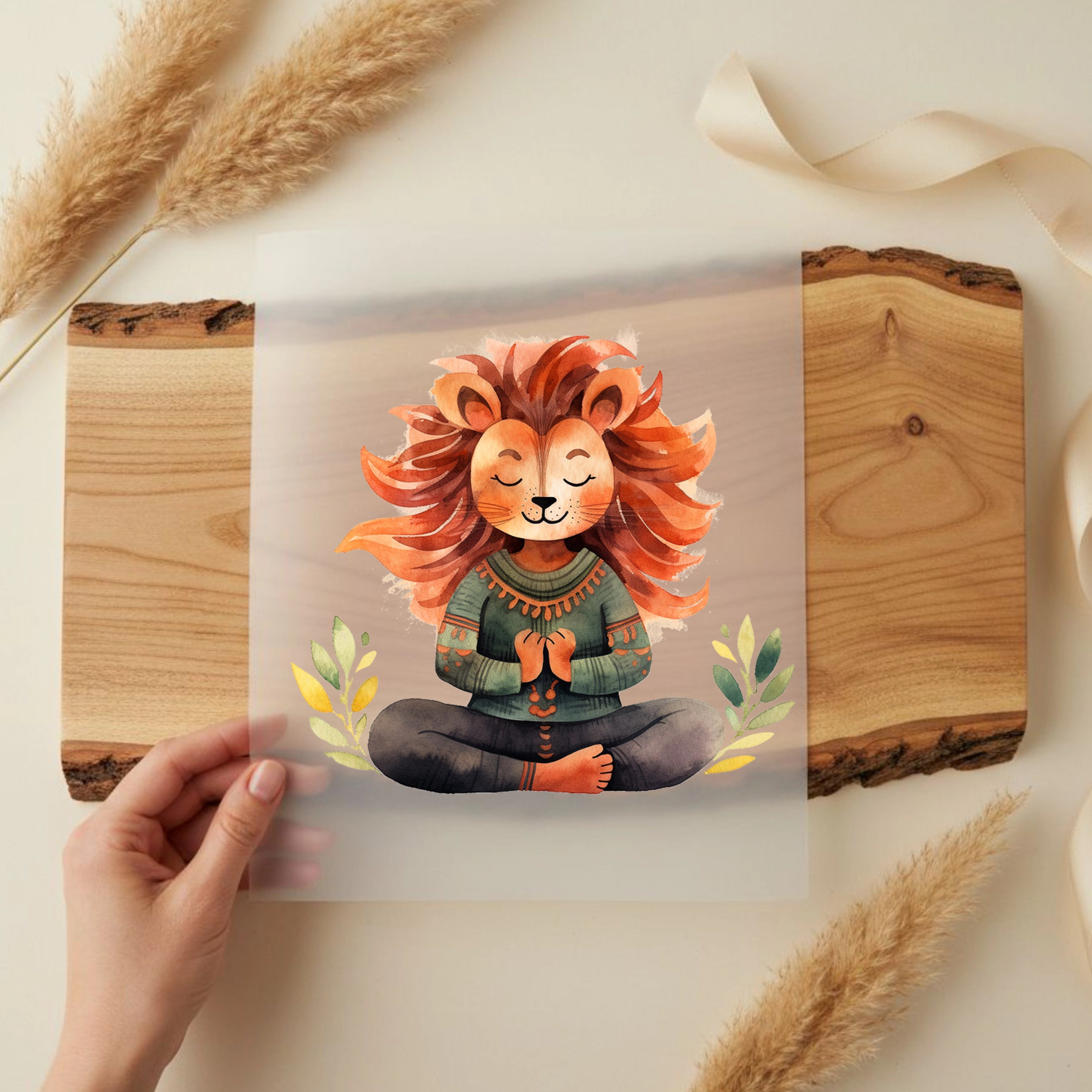 Bügelbild Yoga Löwe Zena