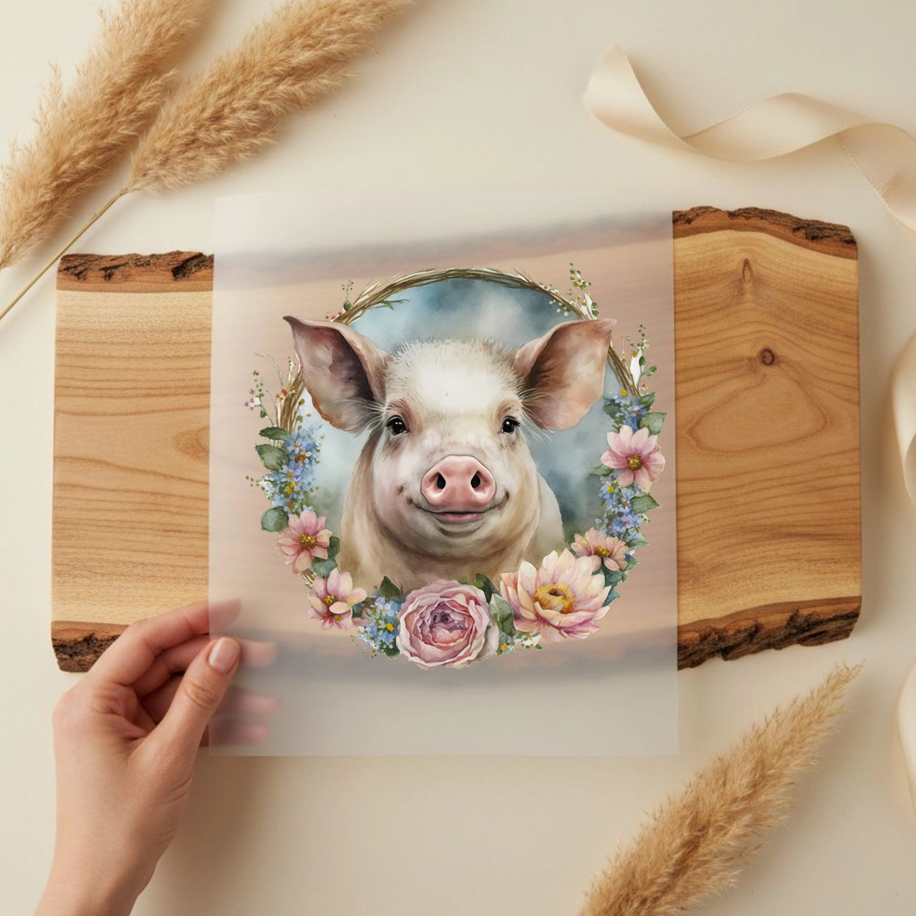 Bügelbild Schwein Blütenborsti