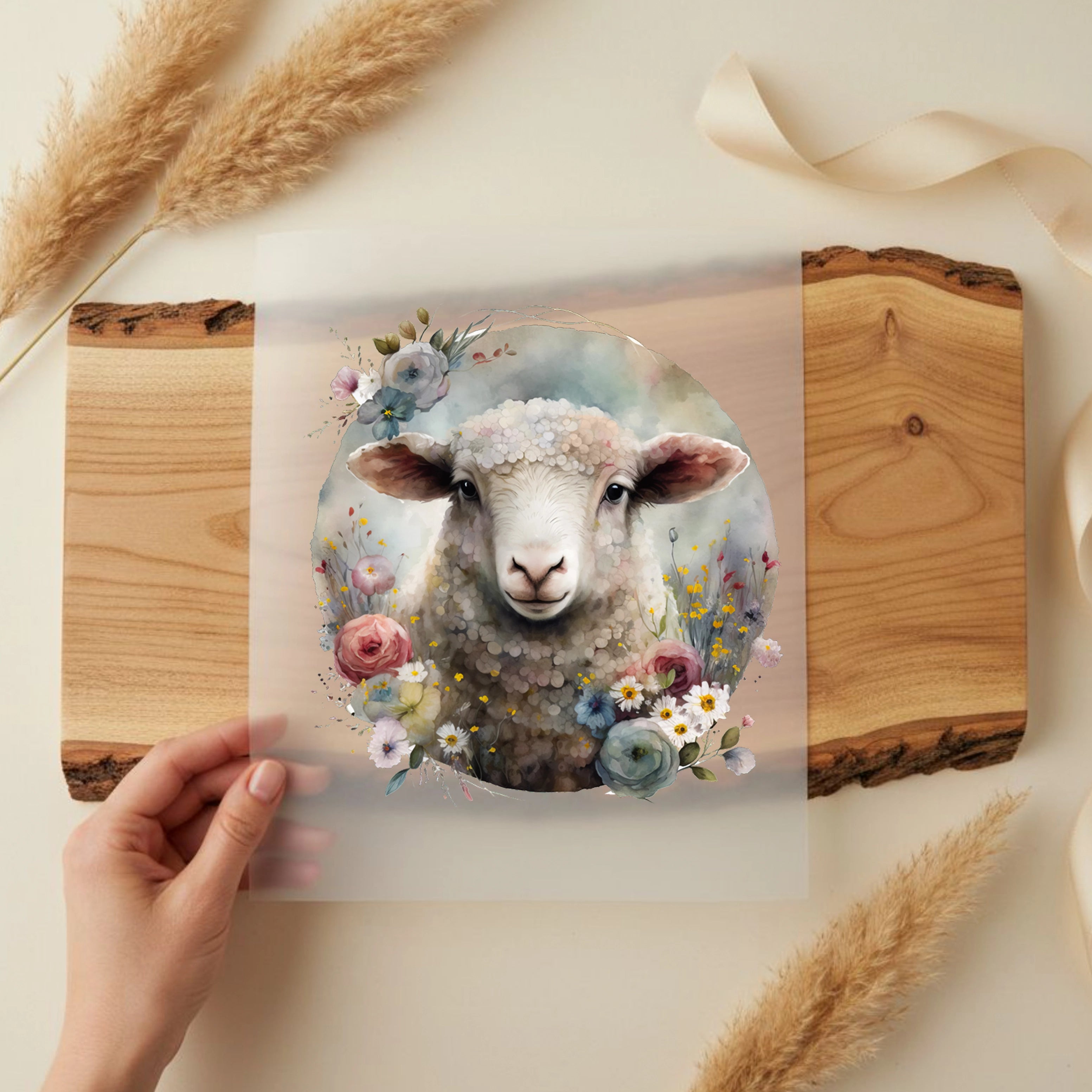 Bügelbild Schaaf Blumenpflausch