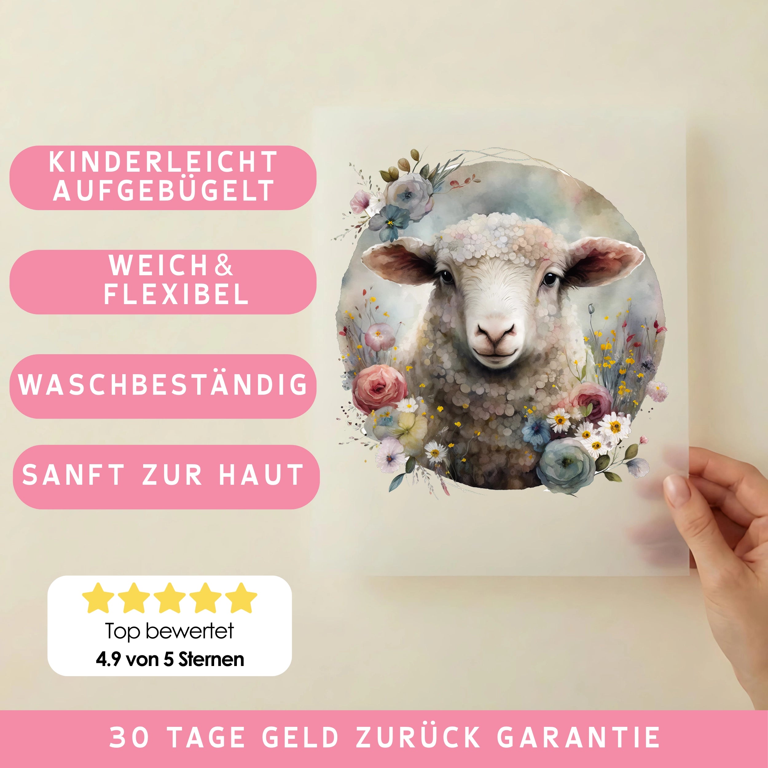 Bügelbild Schaaf Blumenpflausch