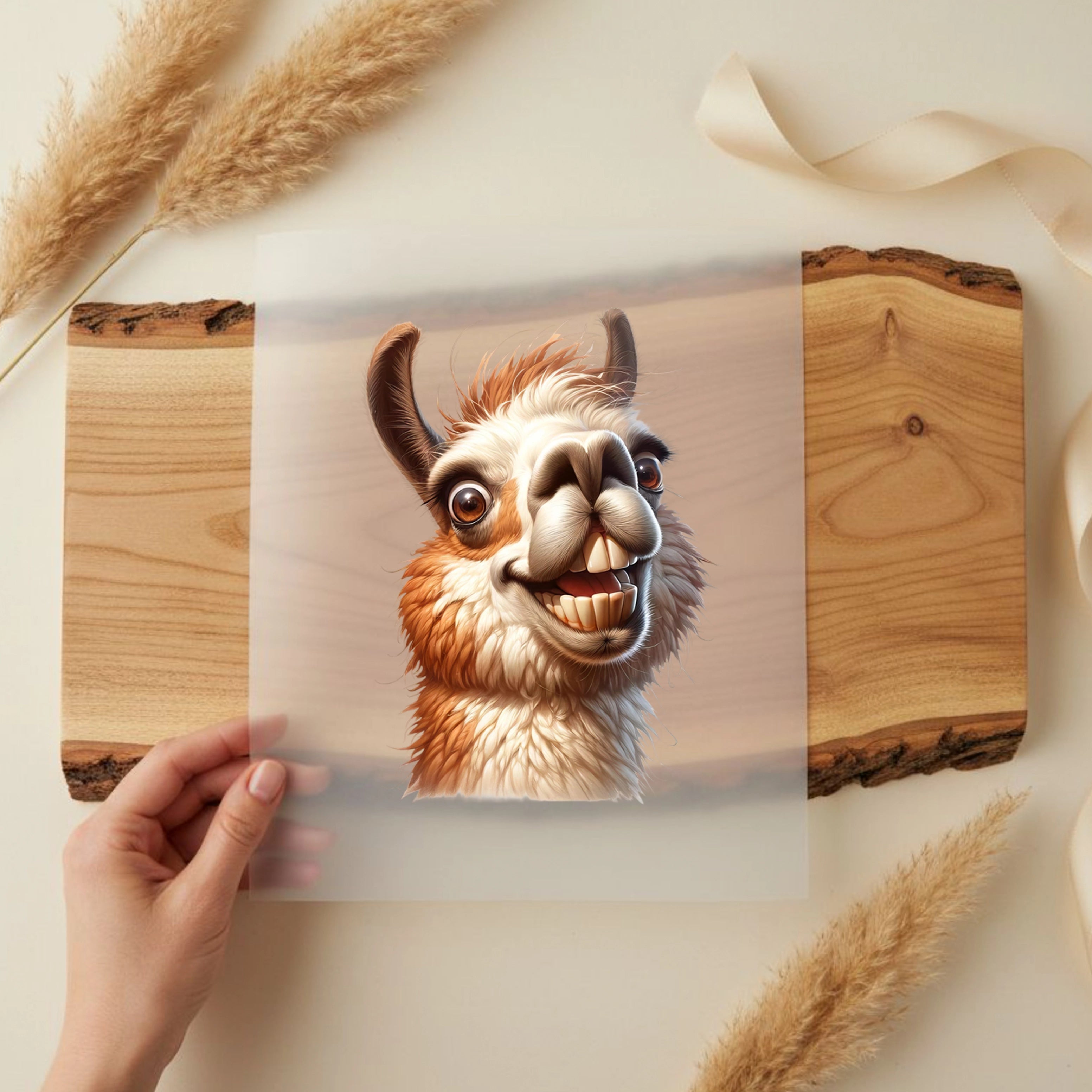 Bügelbild Grinse Lama