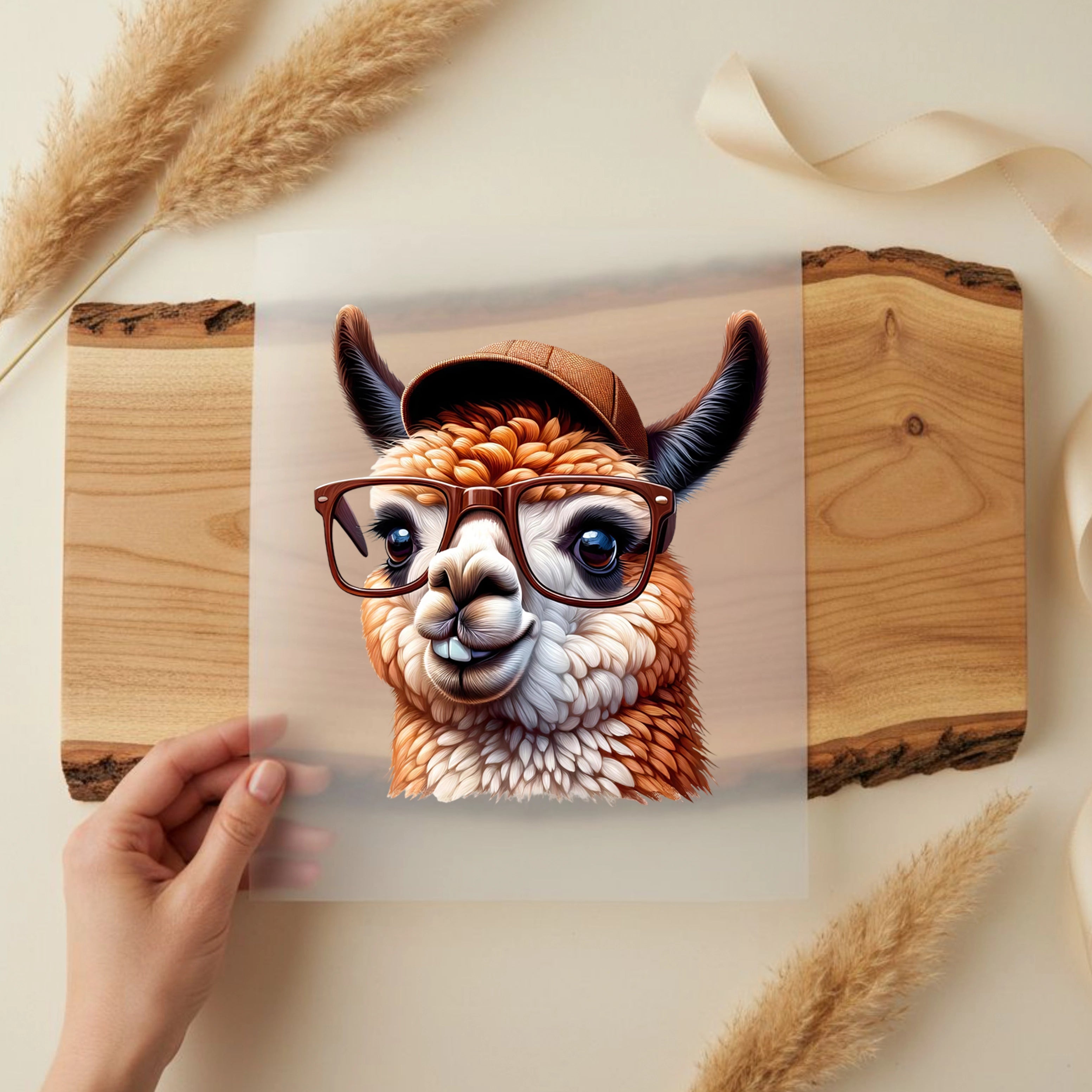 Bügelbild Hipster Lama