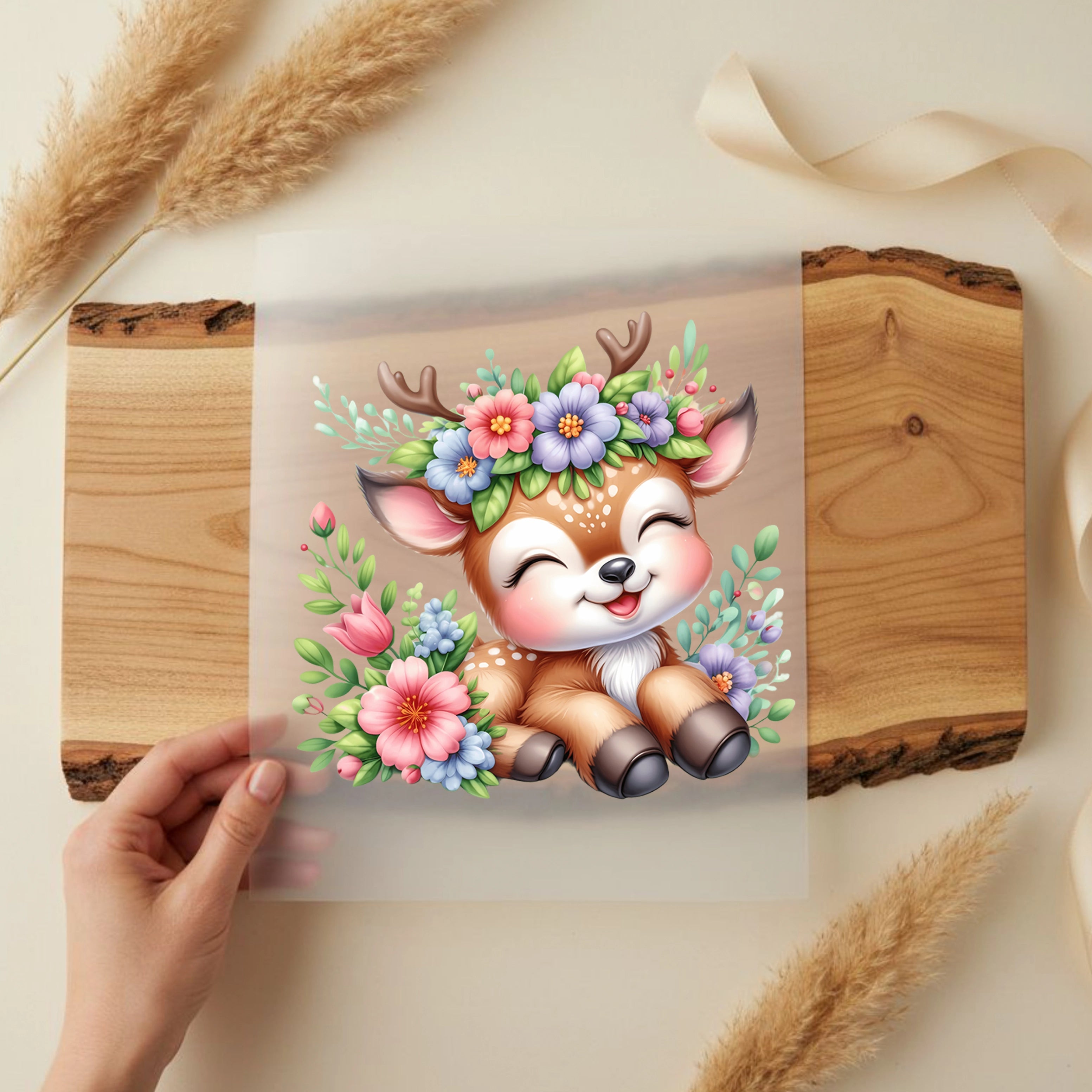 Bügelbild Lächelndes Blumenreh