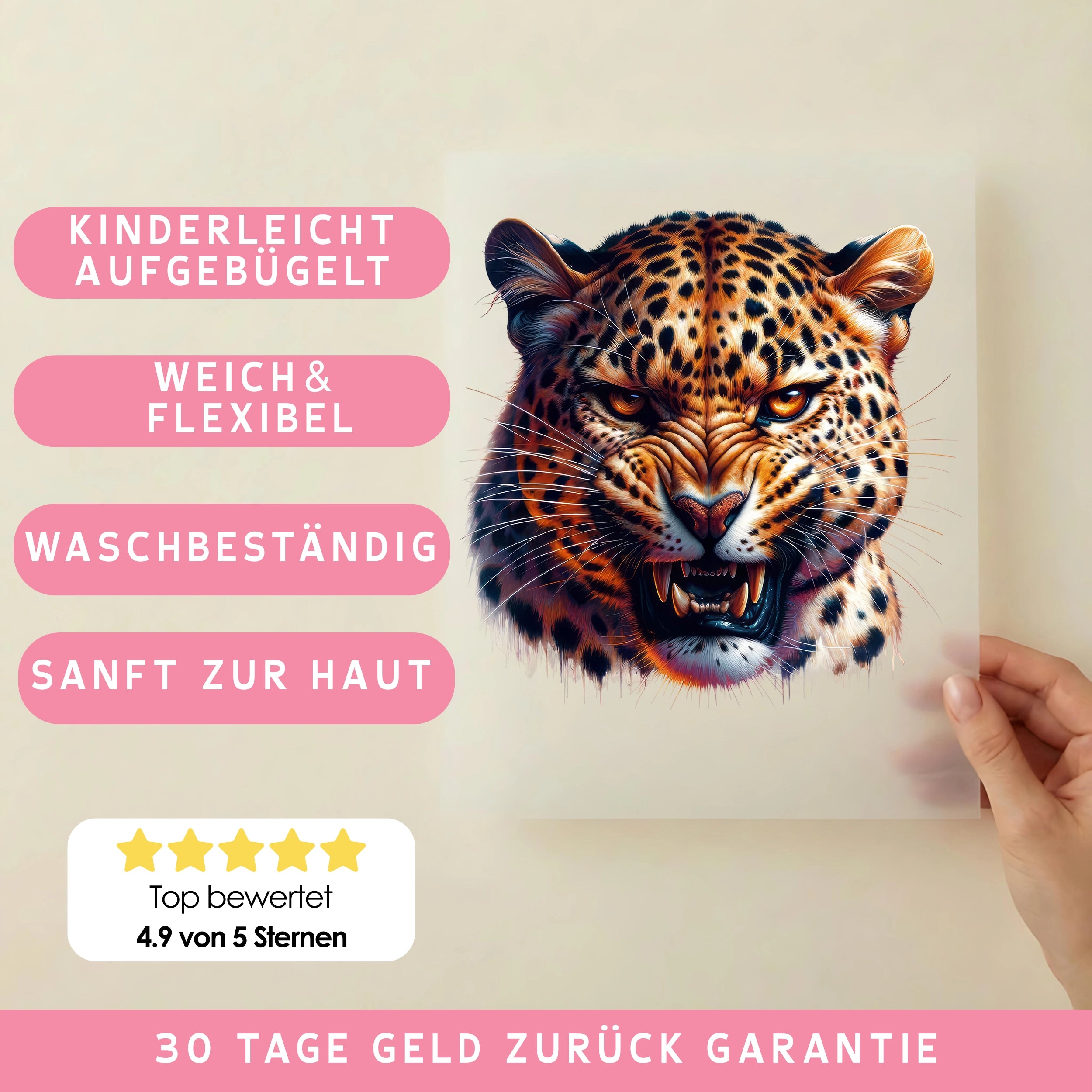 Bügelbild Leopard Raubkatzenblick