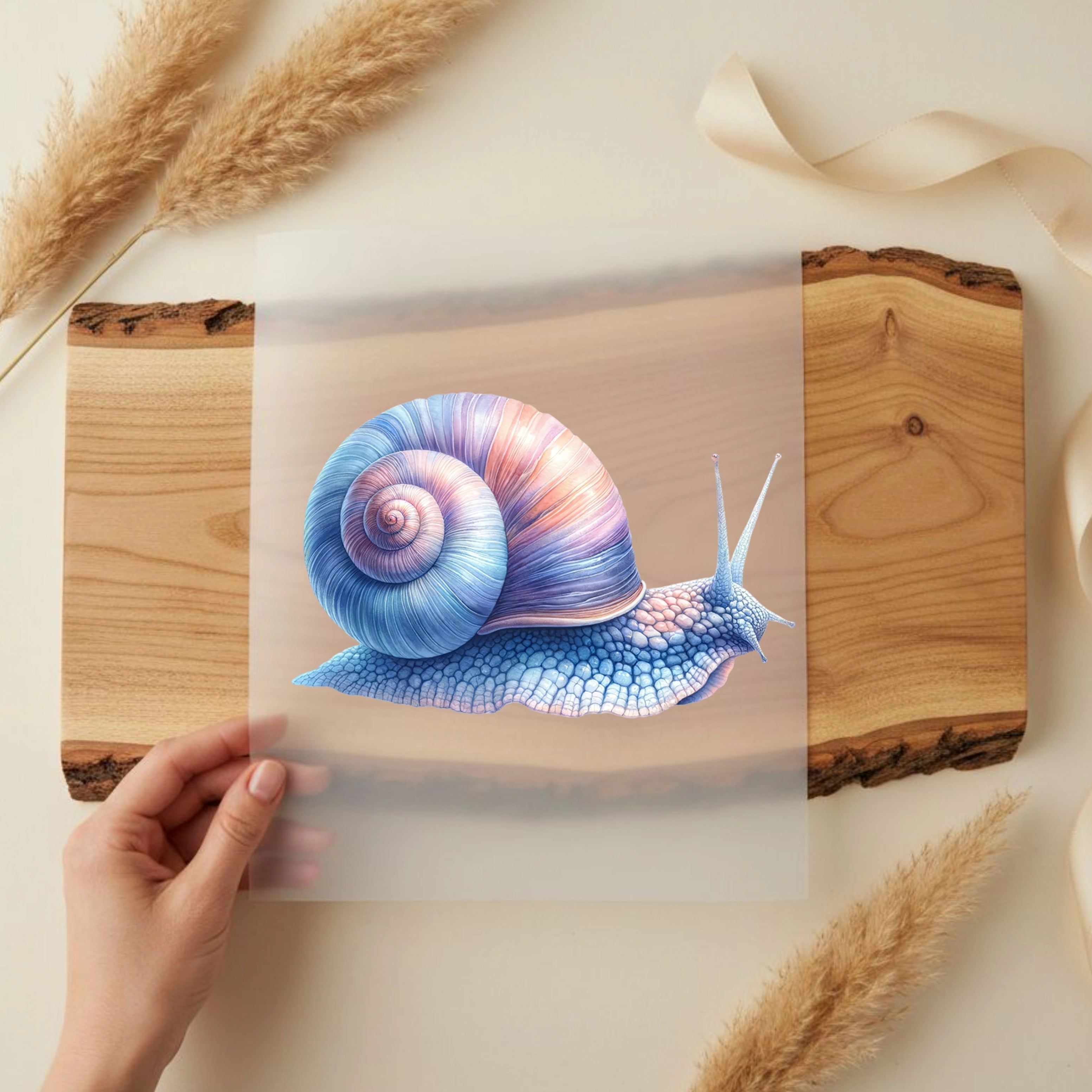 Bügelbild Schnecke Blau