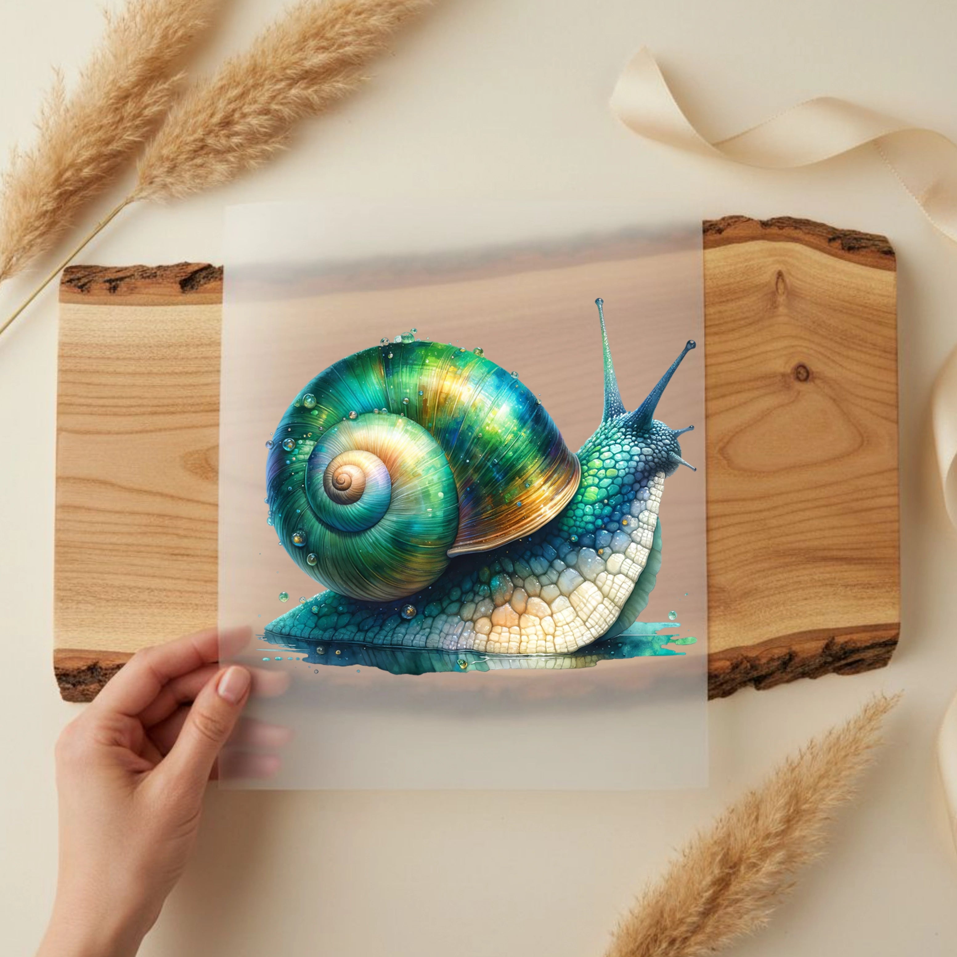 Bügelbild Schnecke Grün