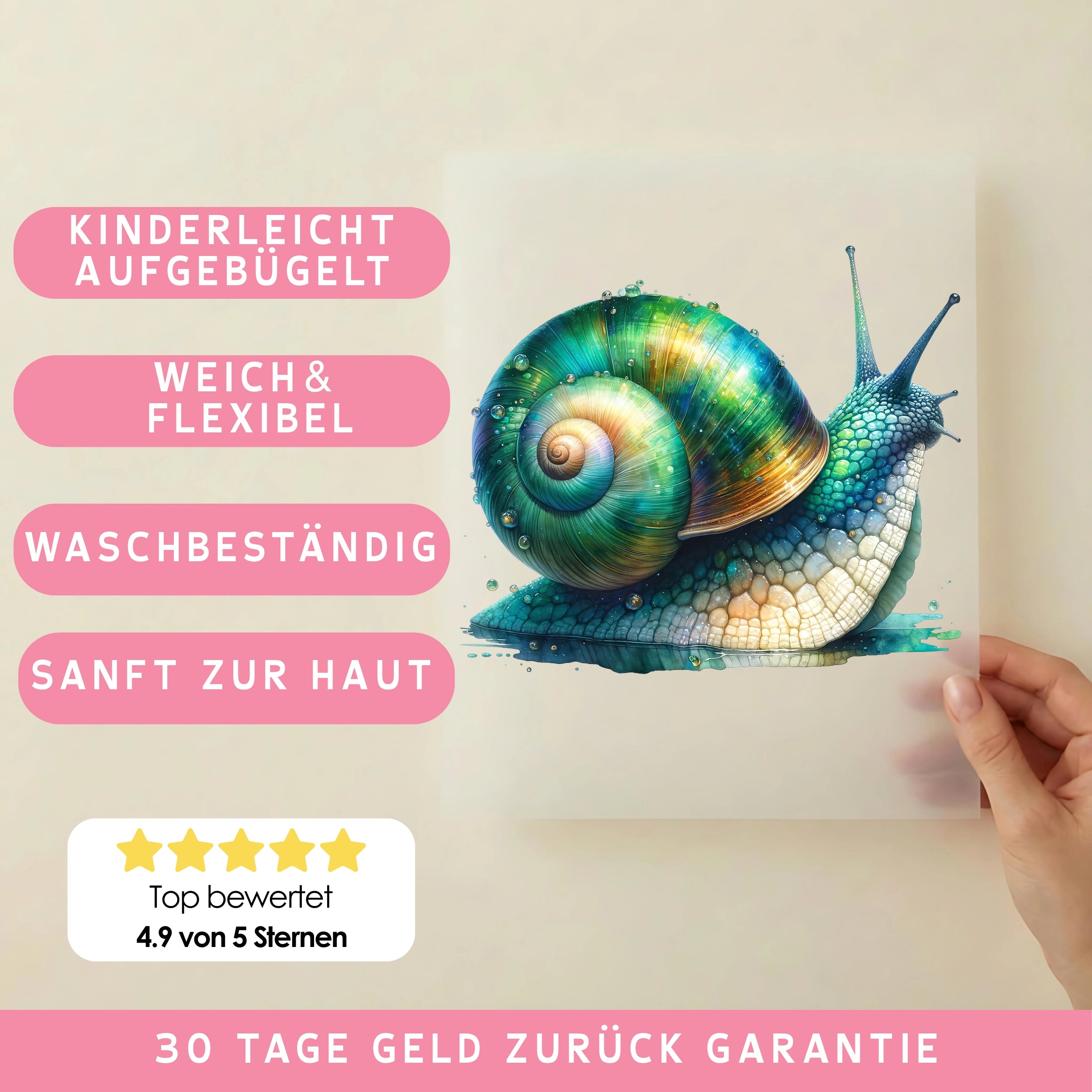 Bügelbild Schnecke Grün