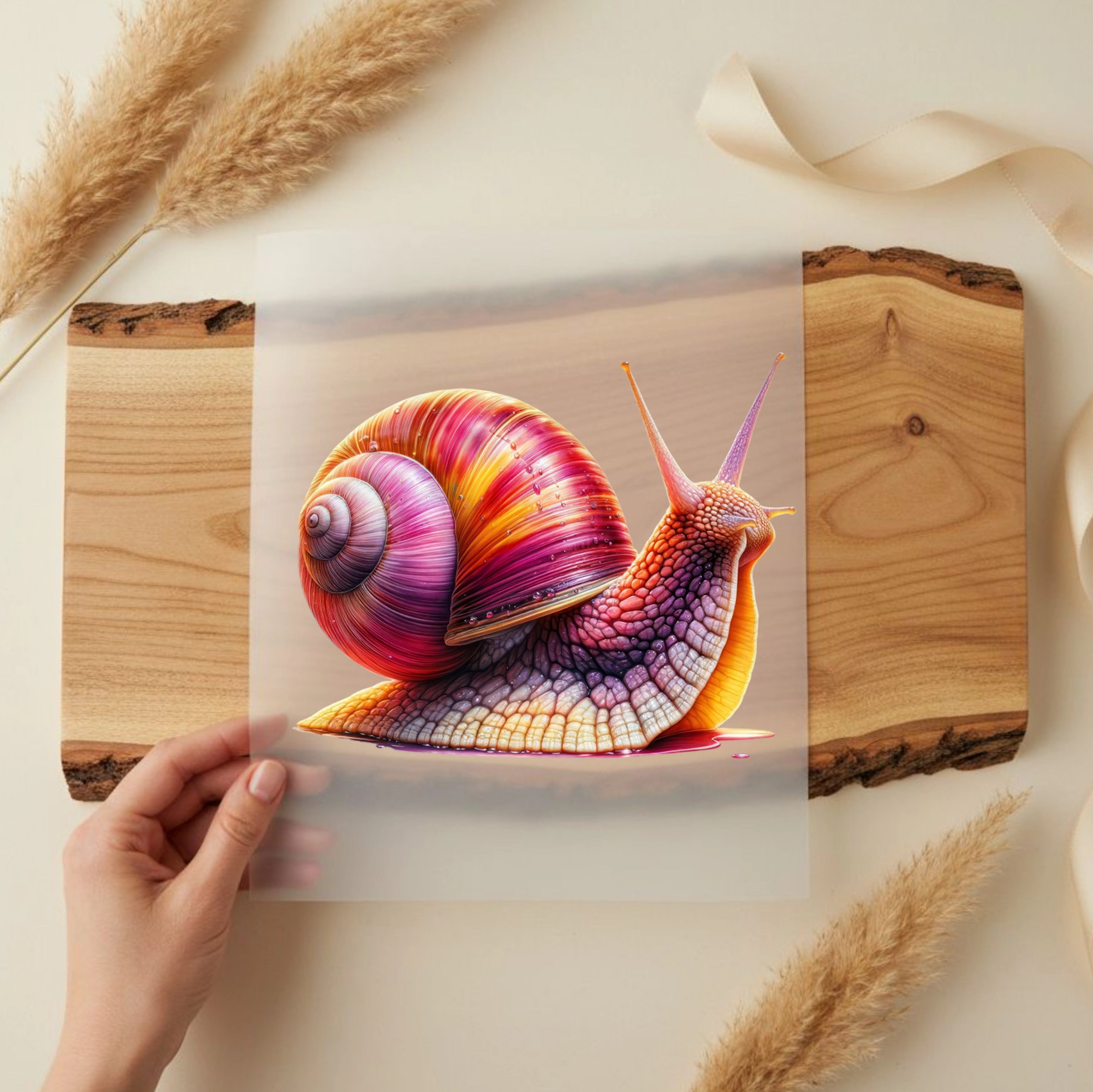 Bügelbild Schnecke Rosa Rot
