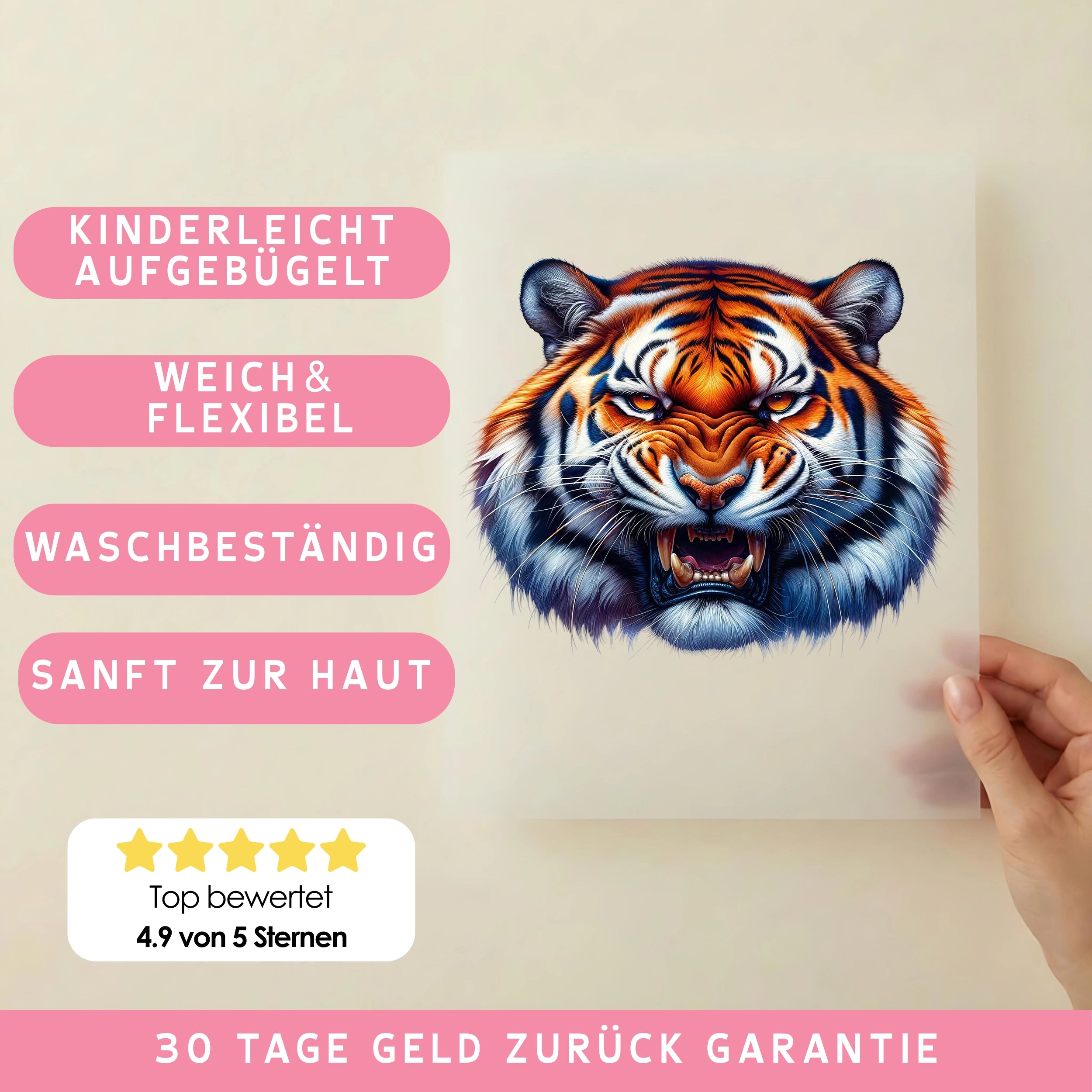 Bügelbild Tiger Furchtloser Herscher