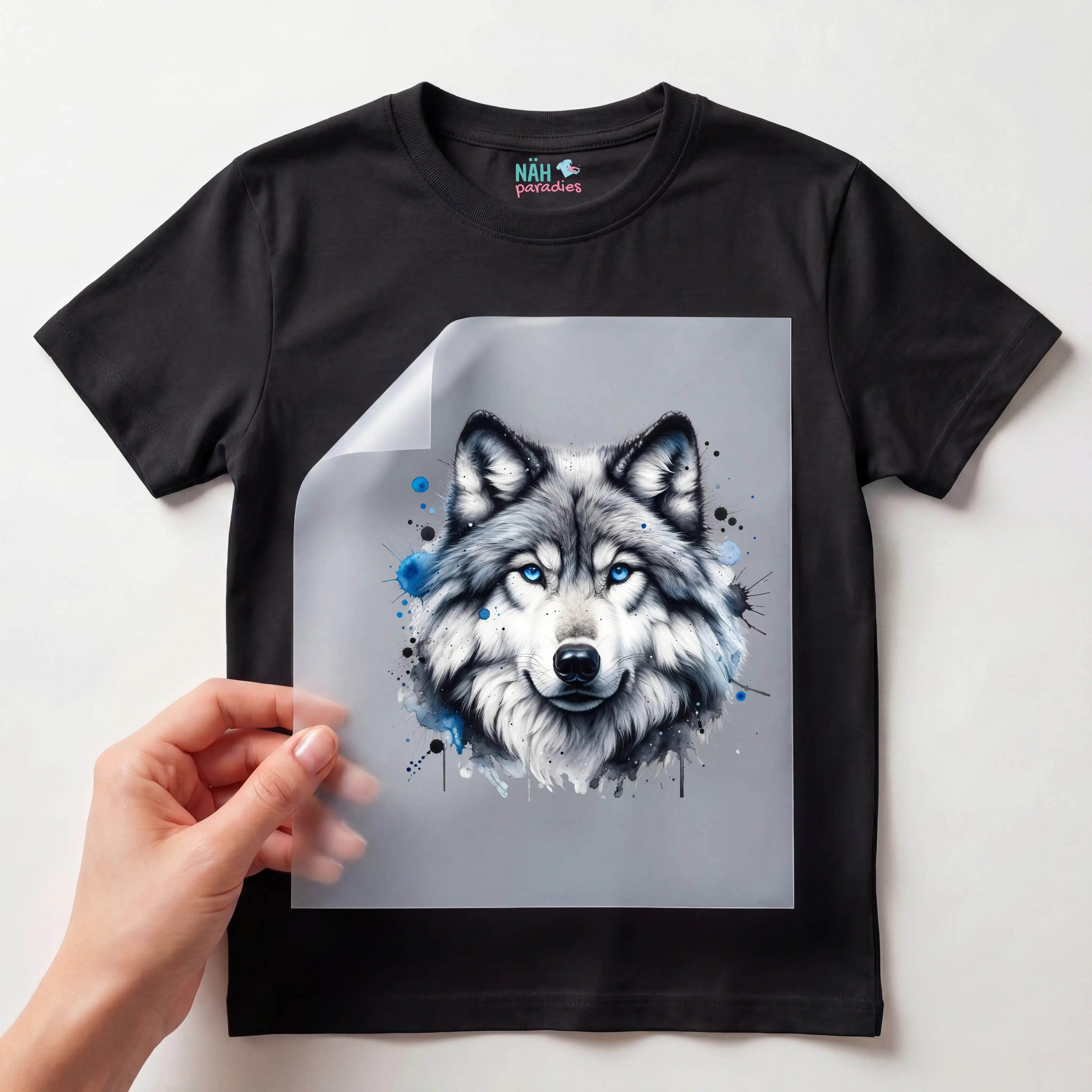 Bügelbild Wolf Blauäugiger Jäger