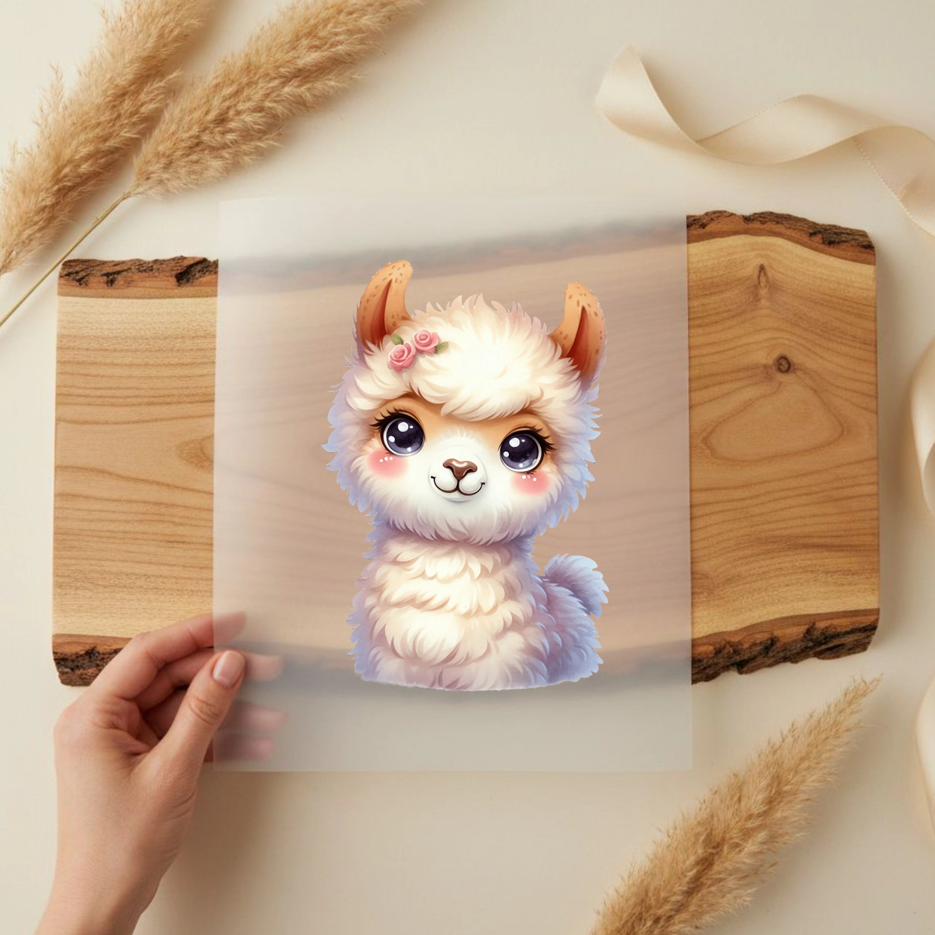 Bügelbild Alpaka Kuschelflocke Mimi