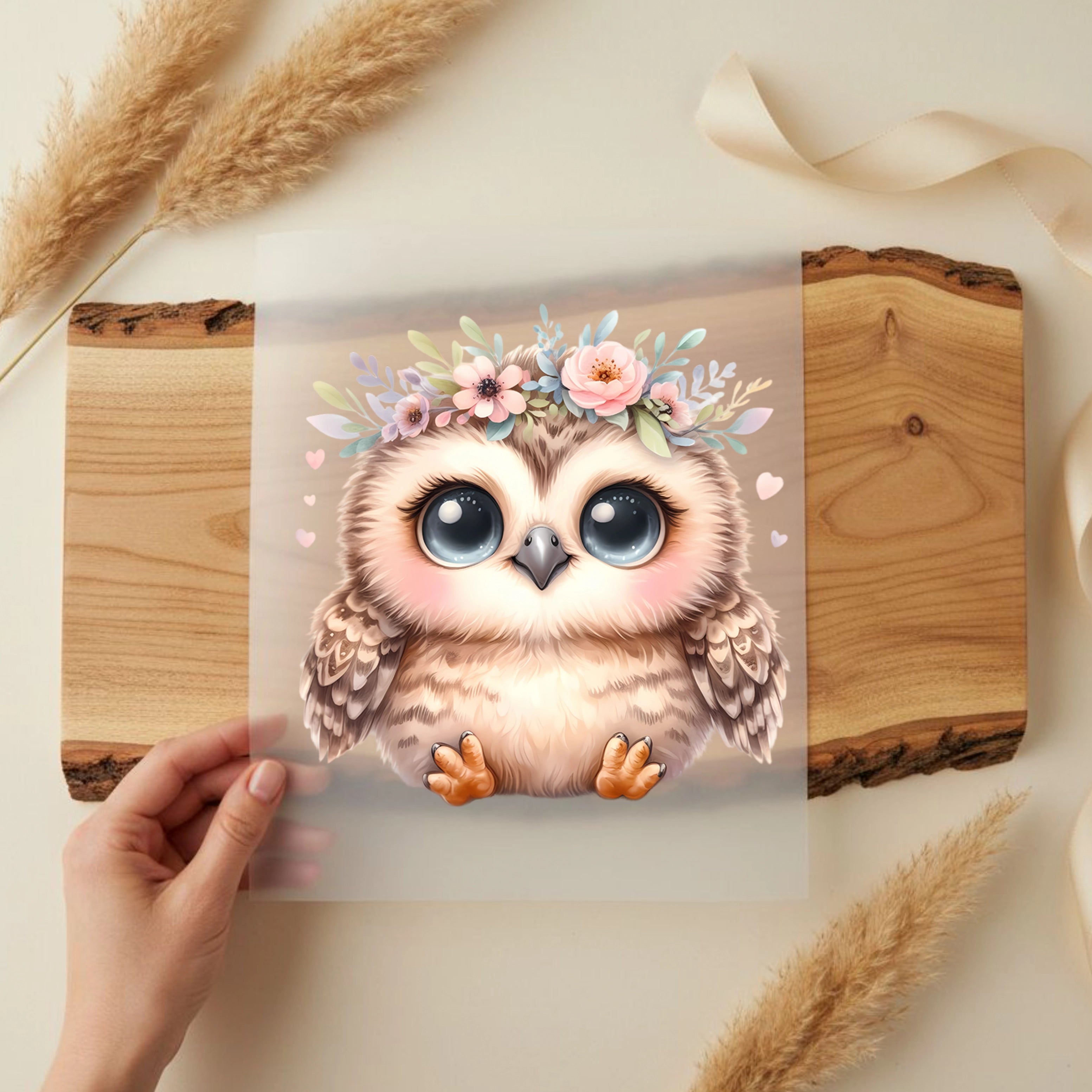 Bügelbild Eule Frühlingsglanz Leni