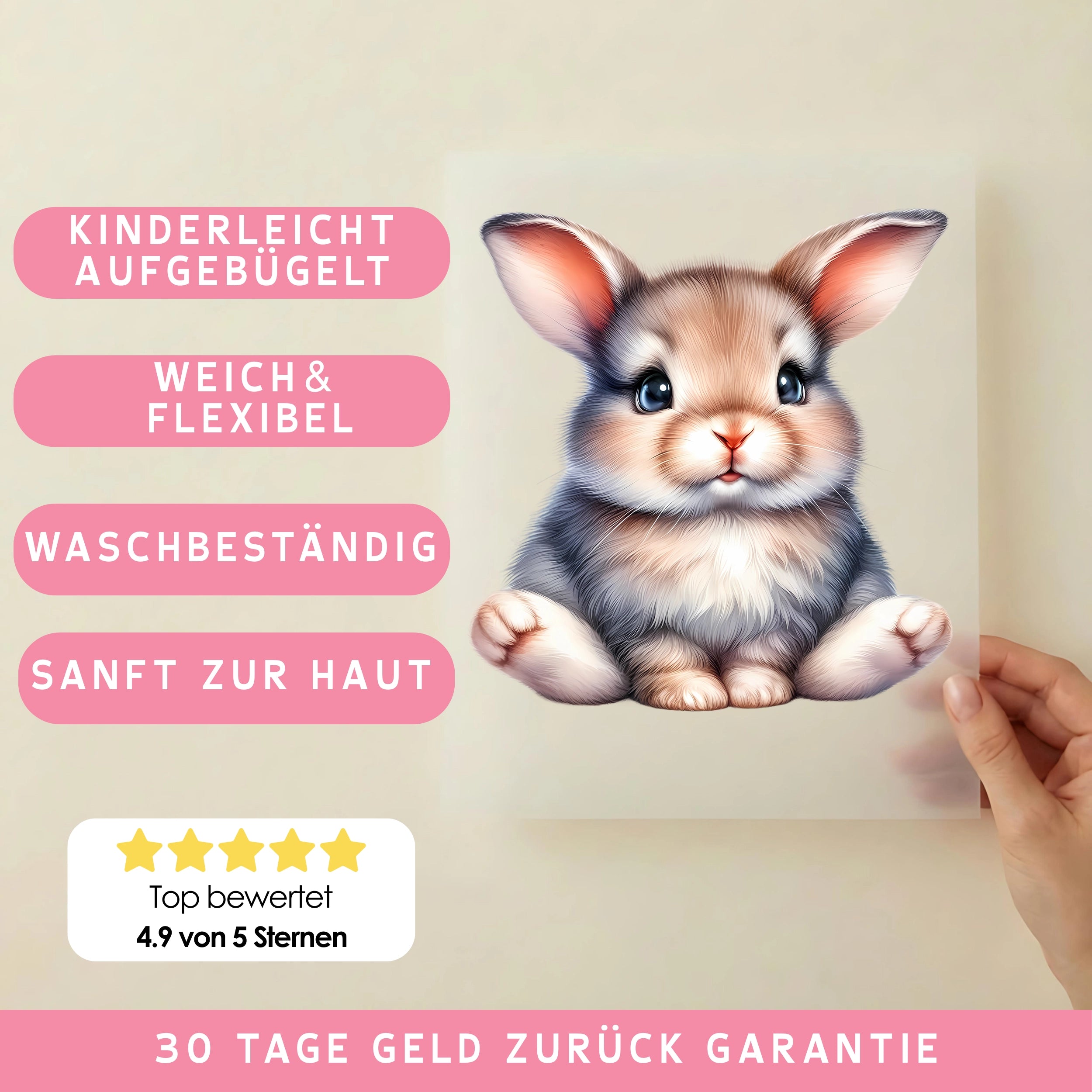 Bügelbild Hoppelhase Flauschtraum