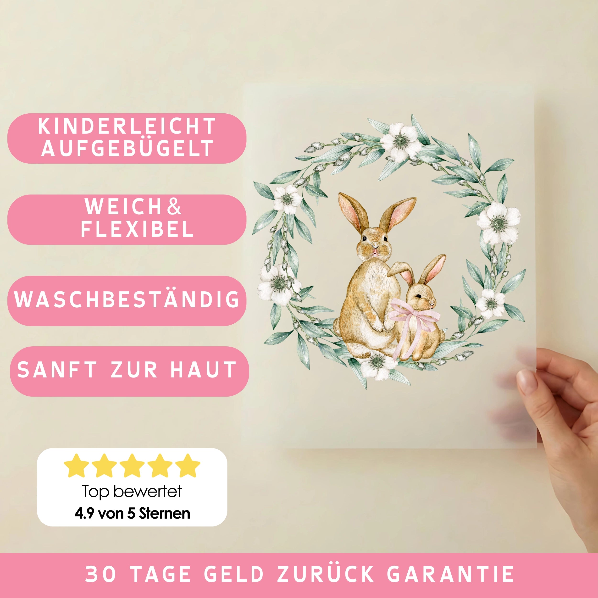 Bügelbild Hasen Mama