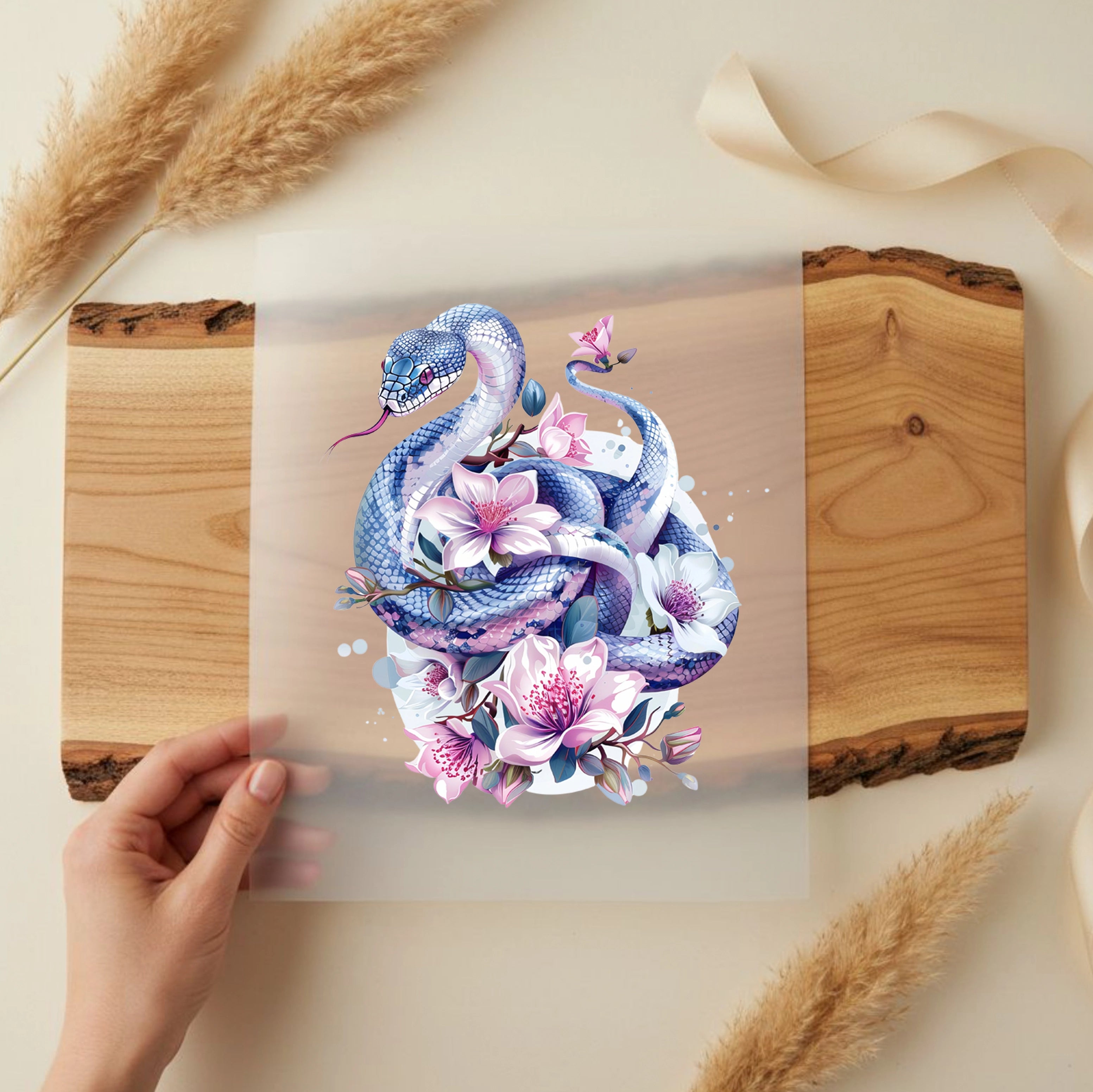 Bügelbild Schlange Magnolienbiss