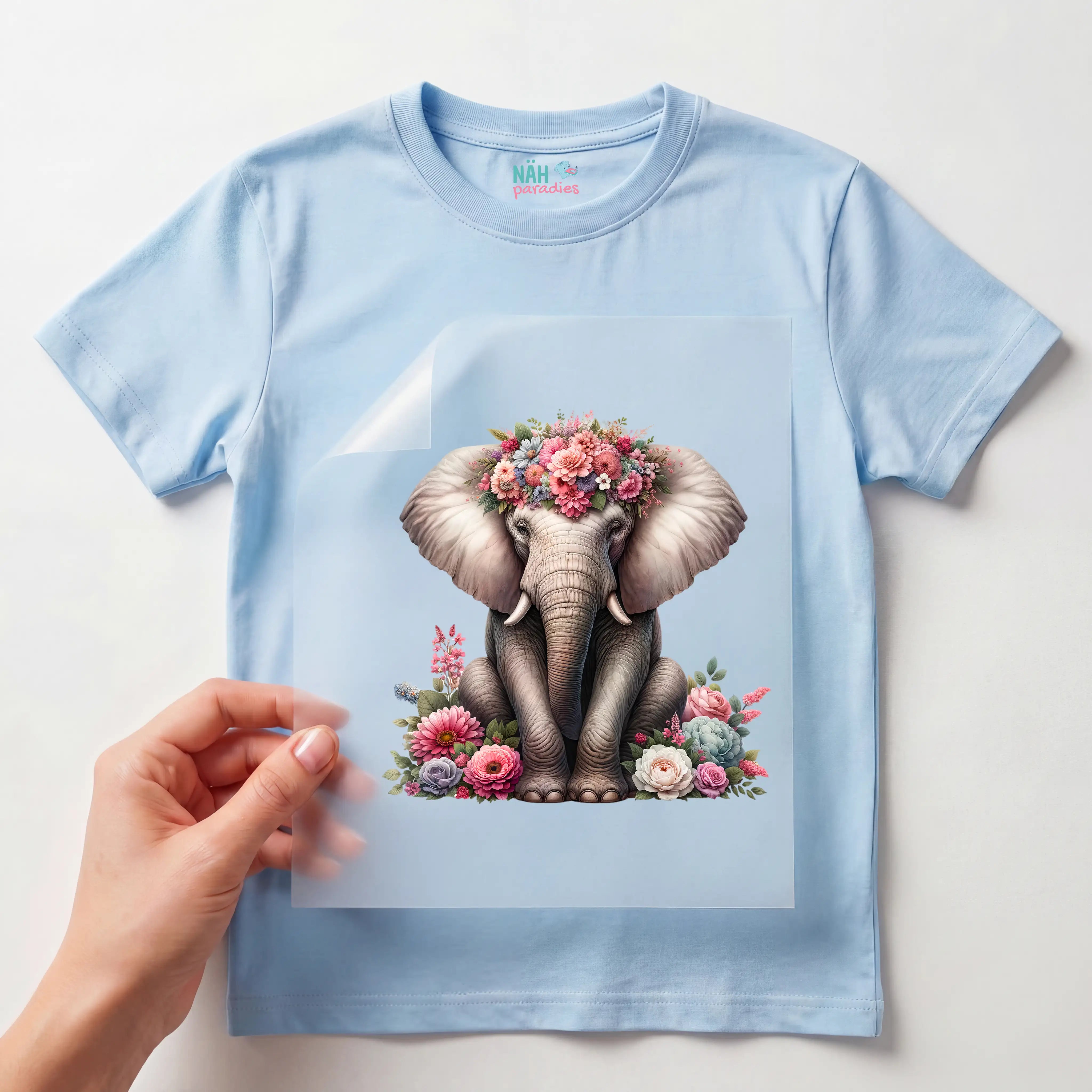 Bügelbild Elefant Sanfte Riesenliebe
