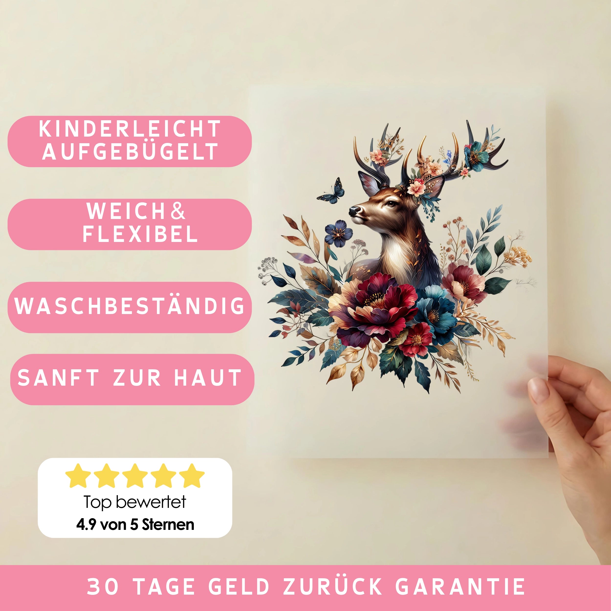 Bügelbild Hirsch der Stille
