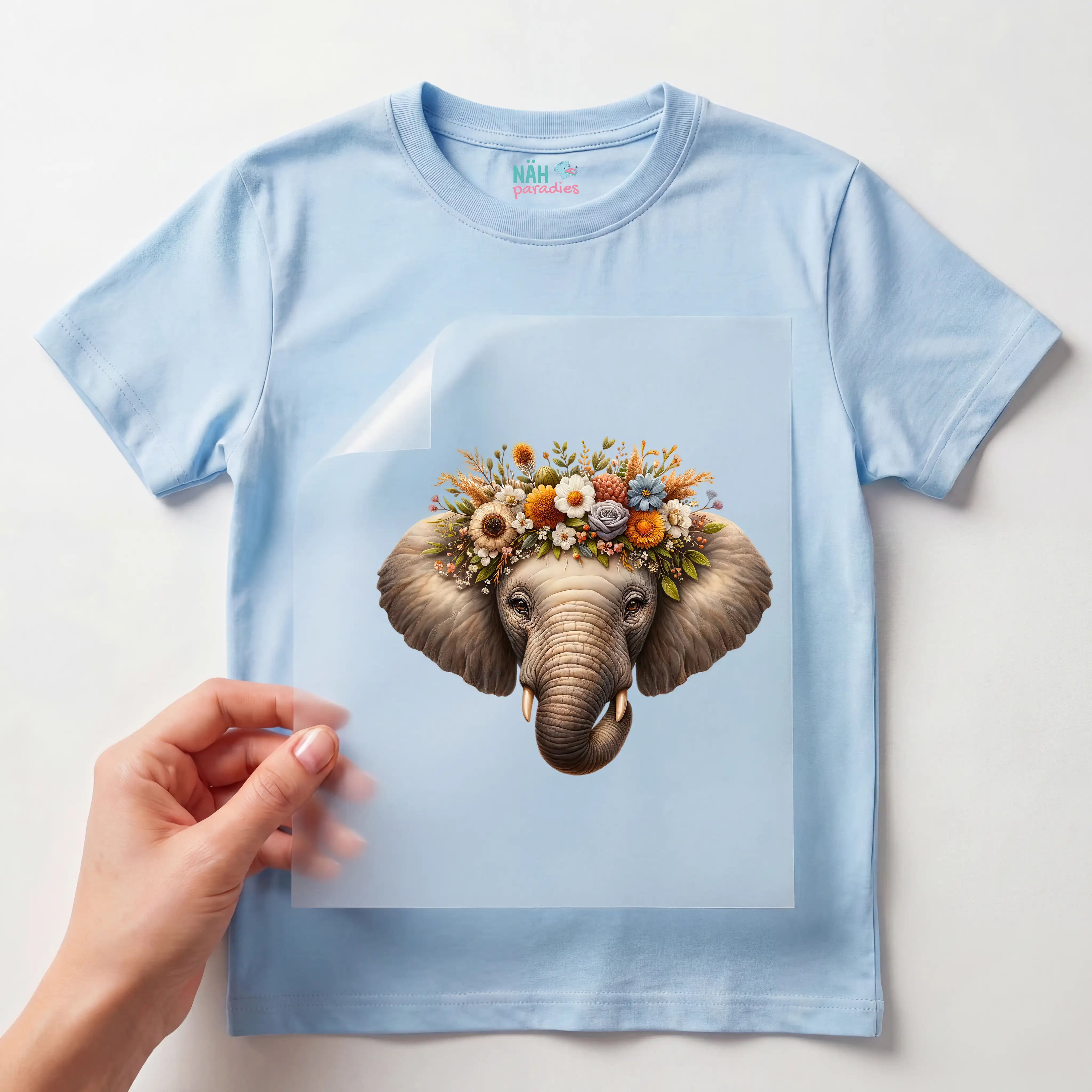 Bügelbild Naturkind Elefantenliebe