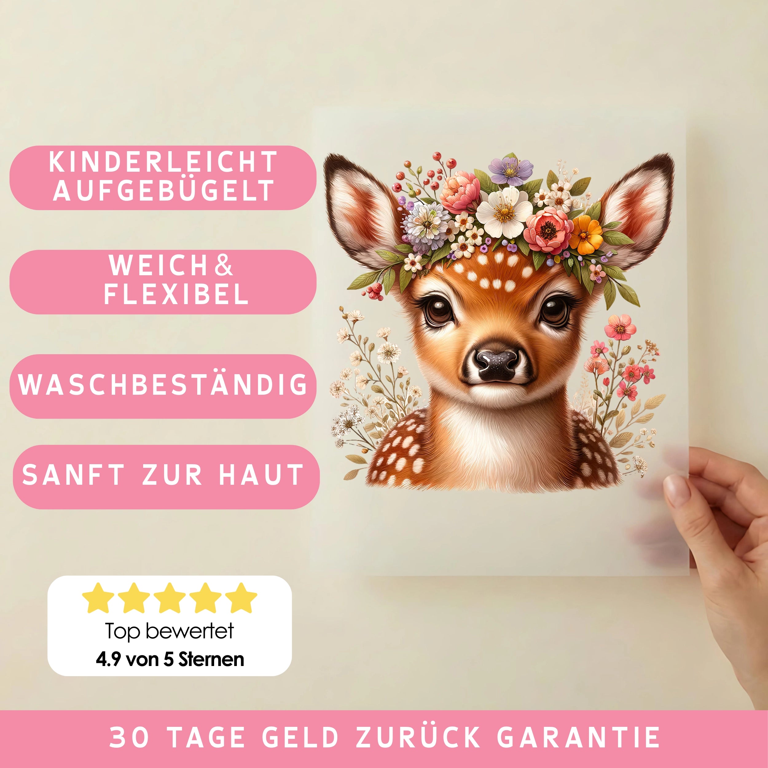 Bügelbild Reh Waldmärchen